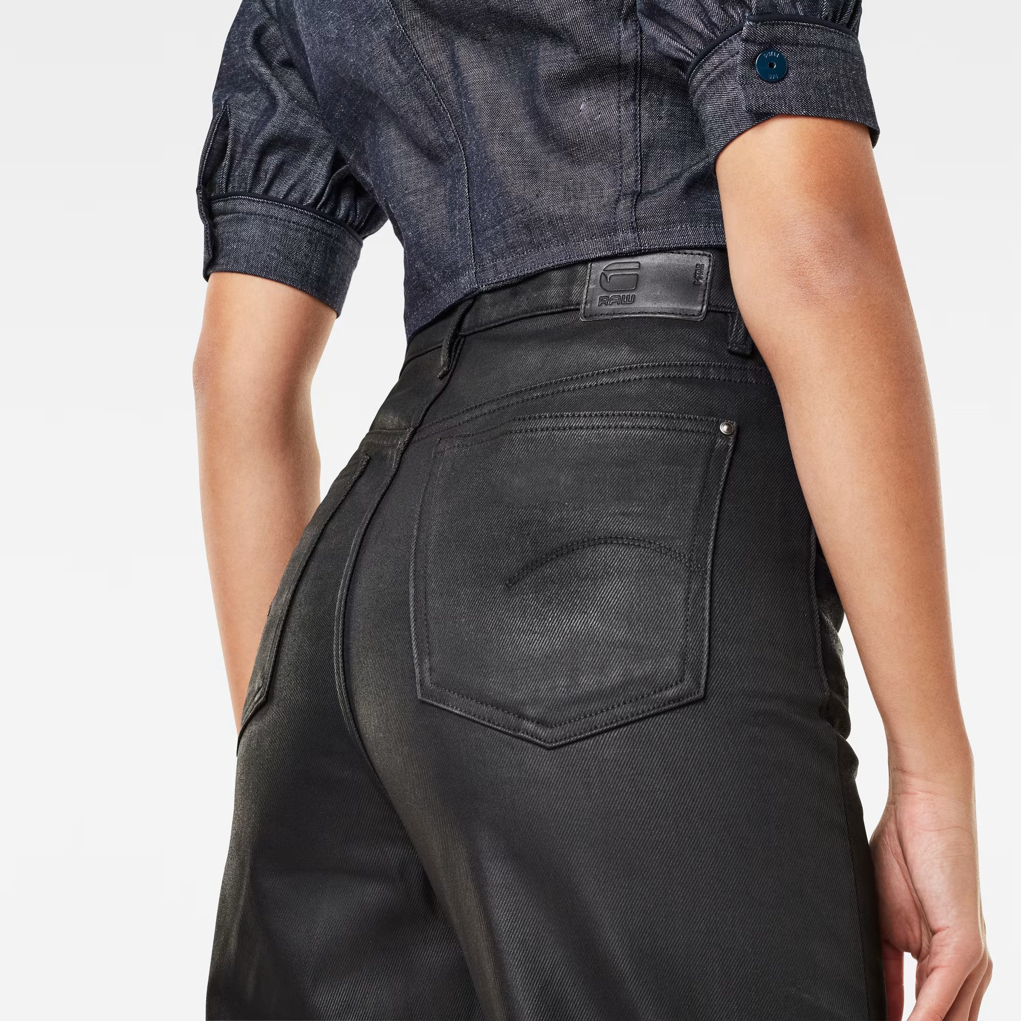 G-STAR Straight-Jeans edie Ultra High Straight Turn Up Ankle Selvedge Jeans Ultra High Waist