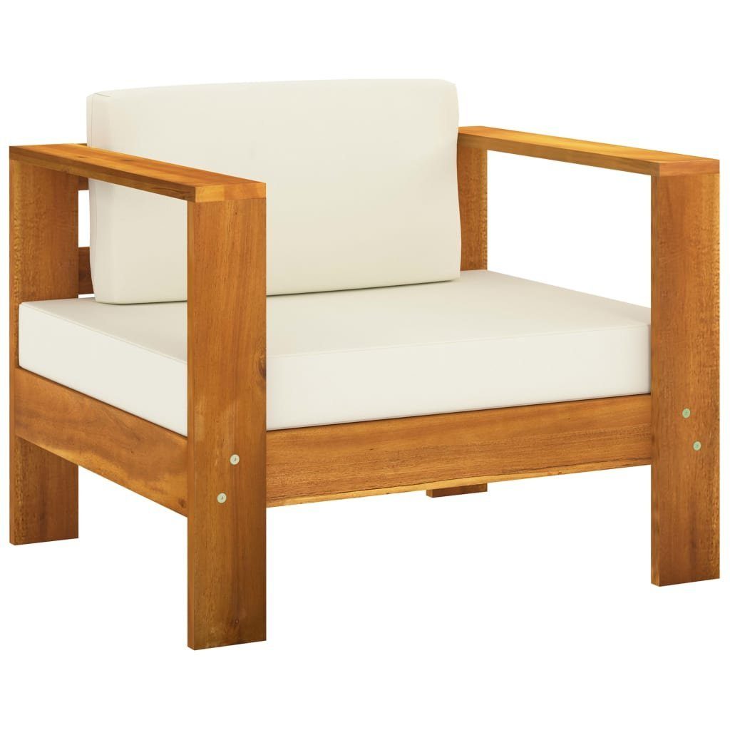 furnicato Gartenlounge-Set Garten-Lounge-Set Echtholz Cremeweiß 100x60x25 cm Tisch & Sofas, (1-tlg)
