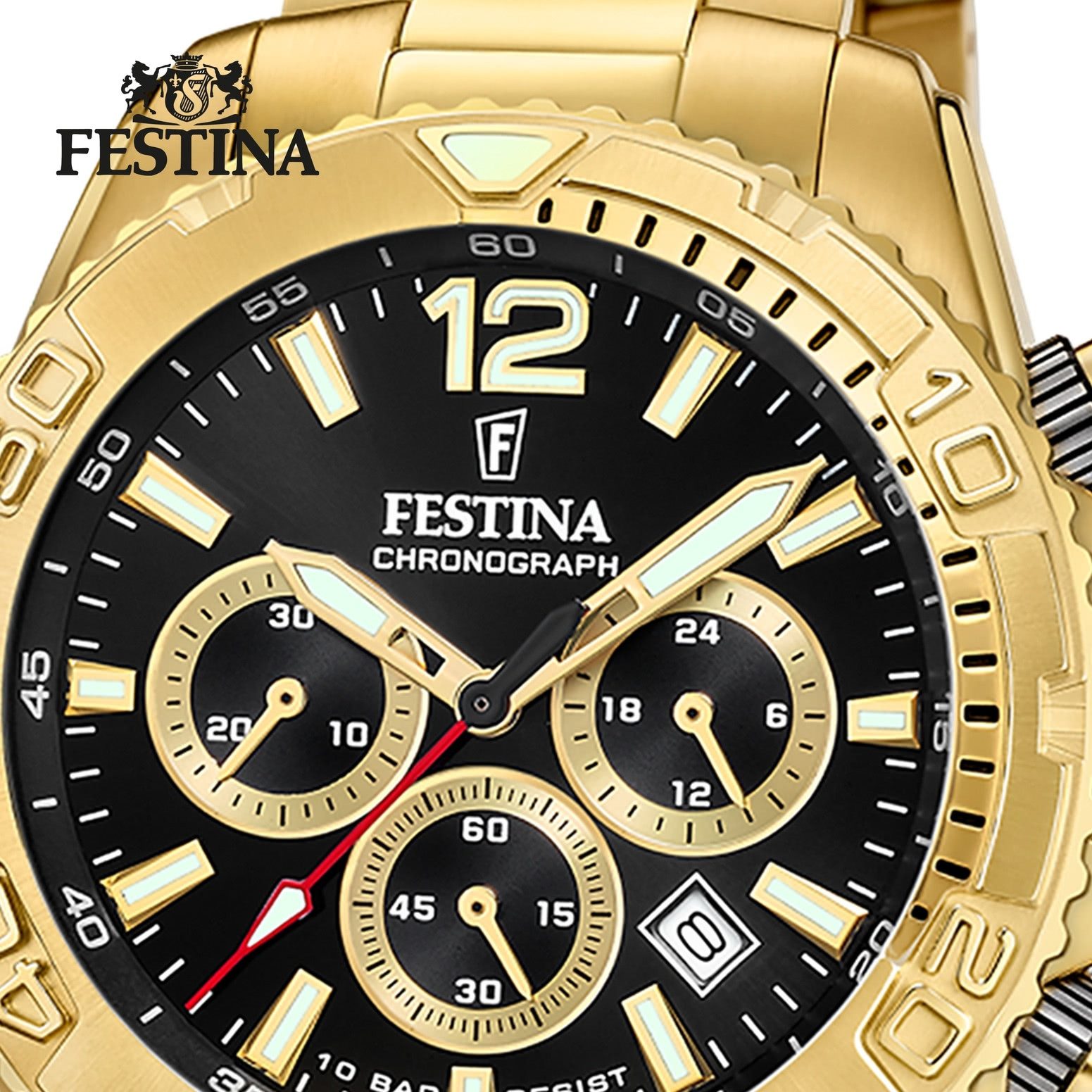 Festina Quarzuhr Festina Herrenuhr Timeless Chronograph, (Chronograph), Herren Armbanduhr rund, Edelstahlarmband gold, Elegant