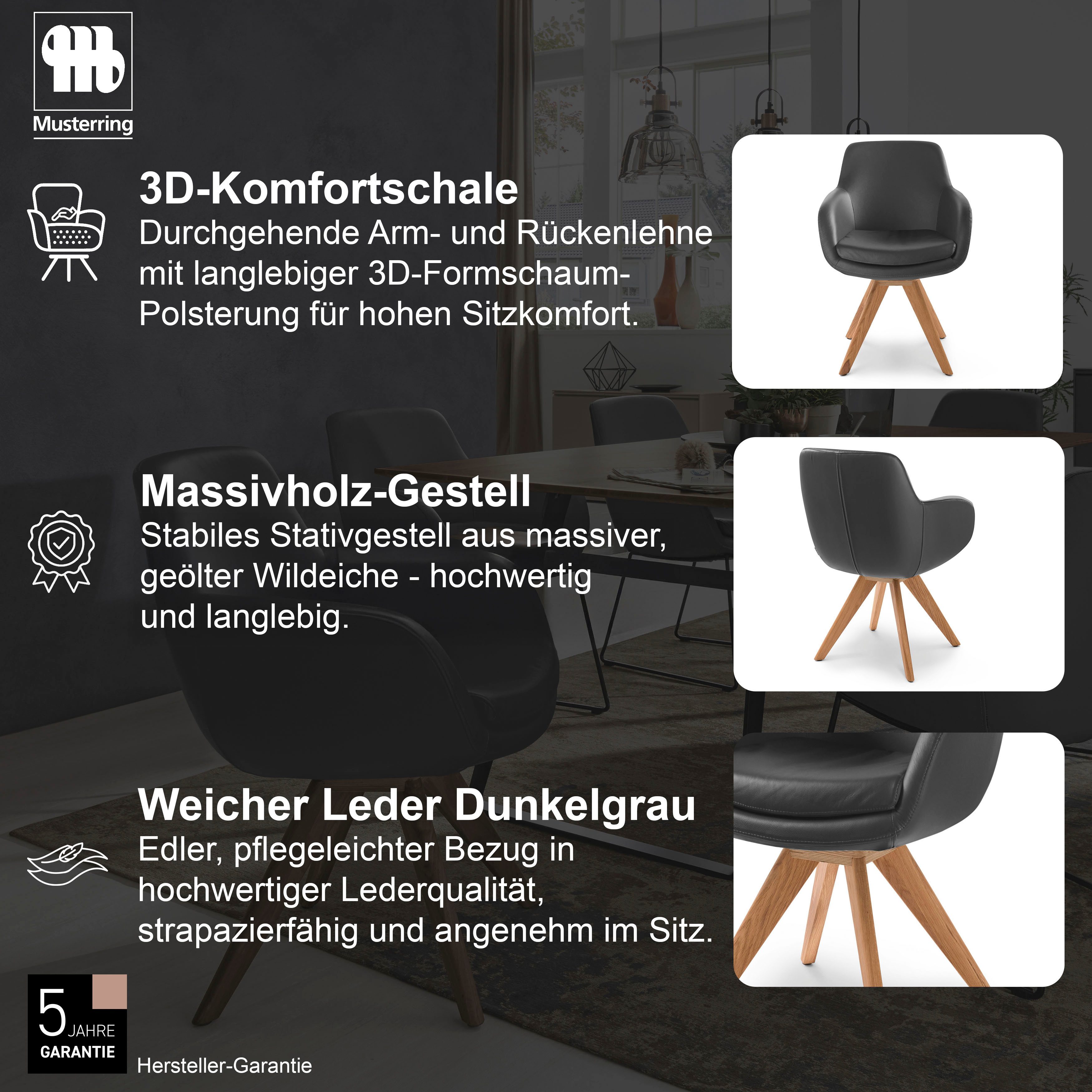 Musterring Esszimmerstuhl Tavia (Set, 2 St), Stativgestell Wildeiche massiv, Drehfunktion optional, diverse Farben