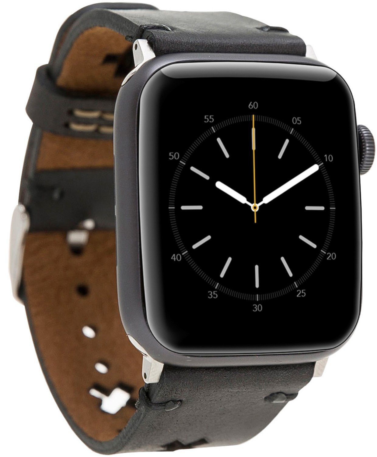 mit Vintage Schwarz Apple Smartwatch-Armband in 42/44/45mm Burkley für Series 1-8 Leder Watch Apple Armband, Watch kompatibel