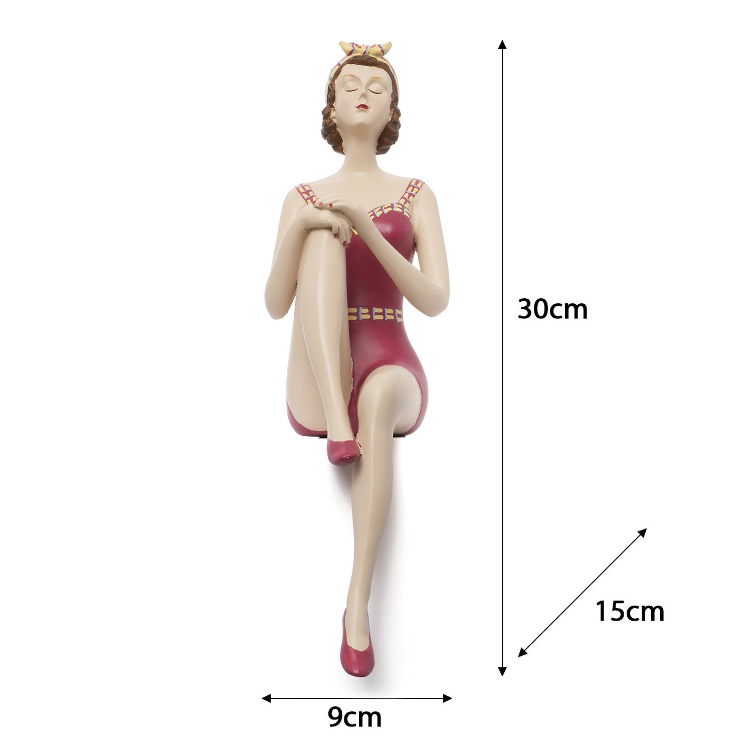 Moritz Dekofigur Dekofigur Badenixe als Kantensitzer, Polyresin Figuren Deko Geschenk Geometrische TierFigur Modern Skulptur