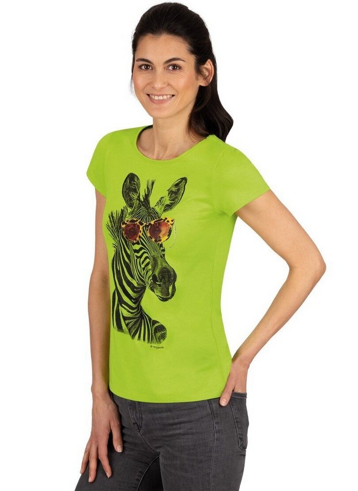 Trigema T-Shirt TRIGEMA T-Shirt mit Zebra-Motiv und Glitzersteinen