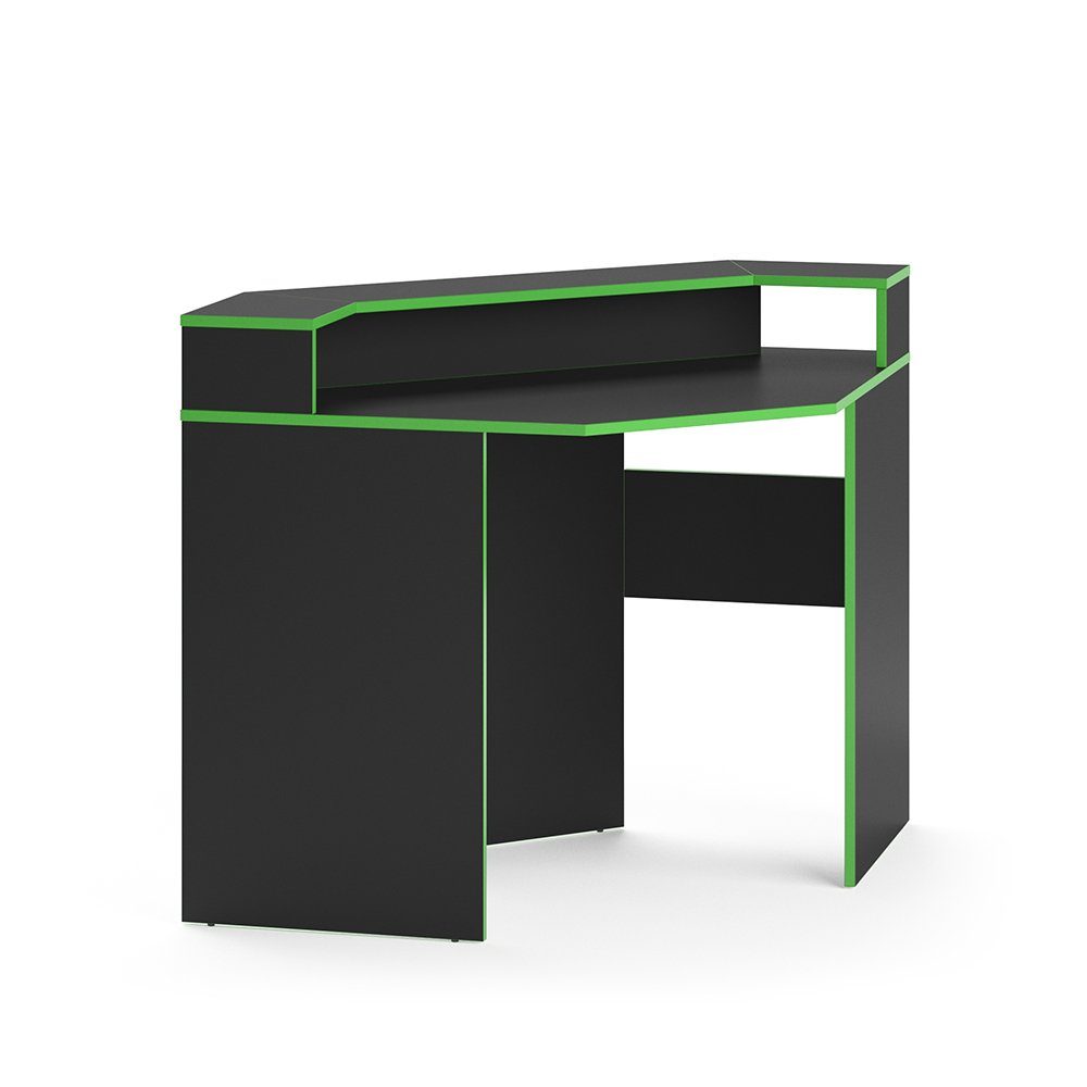 Vicco Computertisch KRON Schwarz Gamingtisch grün | schwarz Ecke schwarz Arbeitstisch grün Grün
