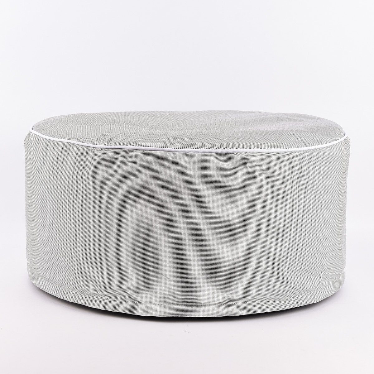 SCHÖNER LEBEN. Dekokissen Outdoor Pouf Sitzkissen Struktur grau Ø 55x25cm