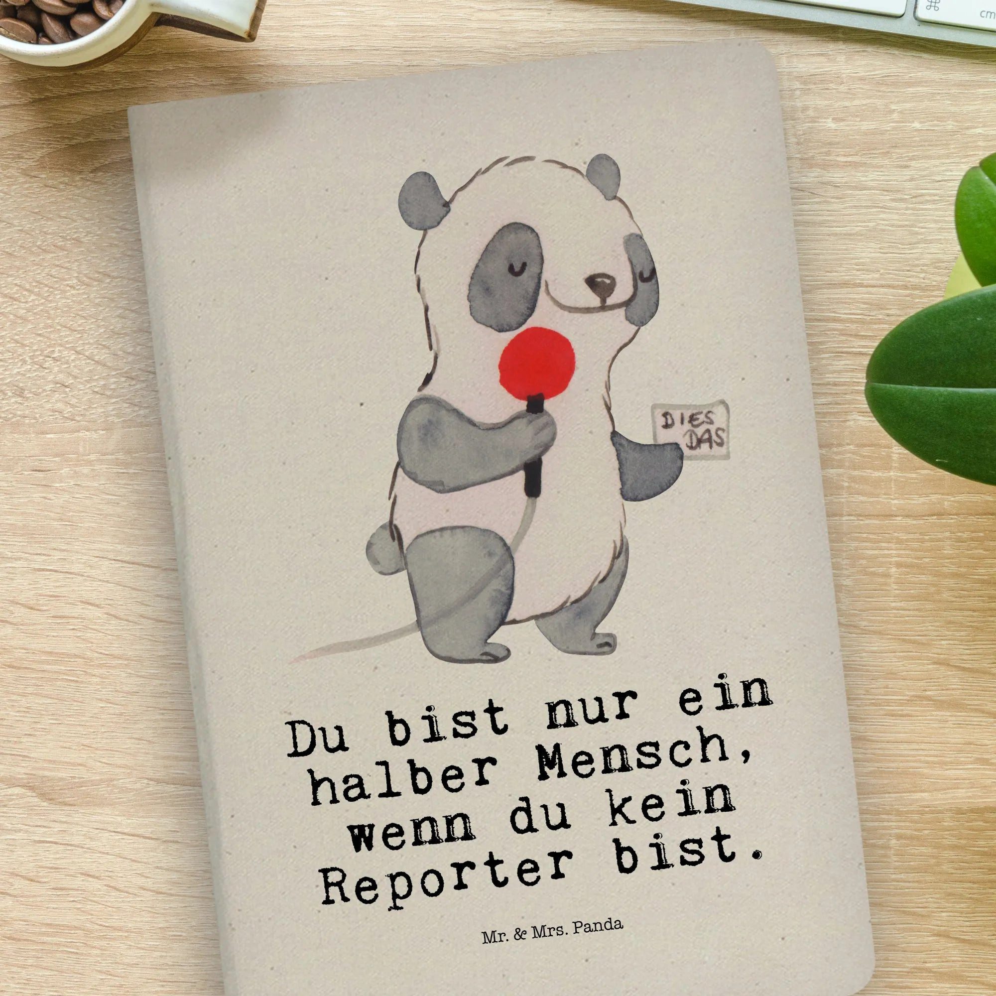 Thumbnail - Mr. & Mrs. Panda Notizbuch Reporter Herz - Transparent - Geschenk, Arbeitskollege, DIN A4 Notizb Mr. & Mrs. Panda, Bezau...