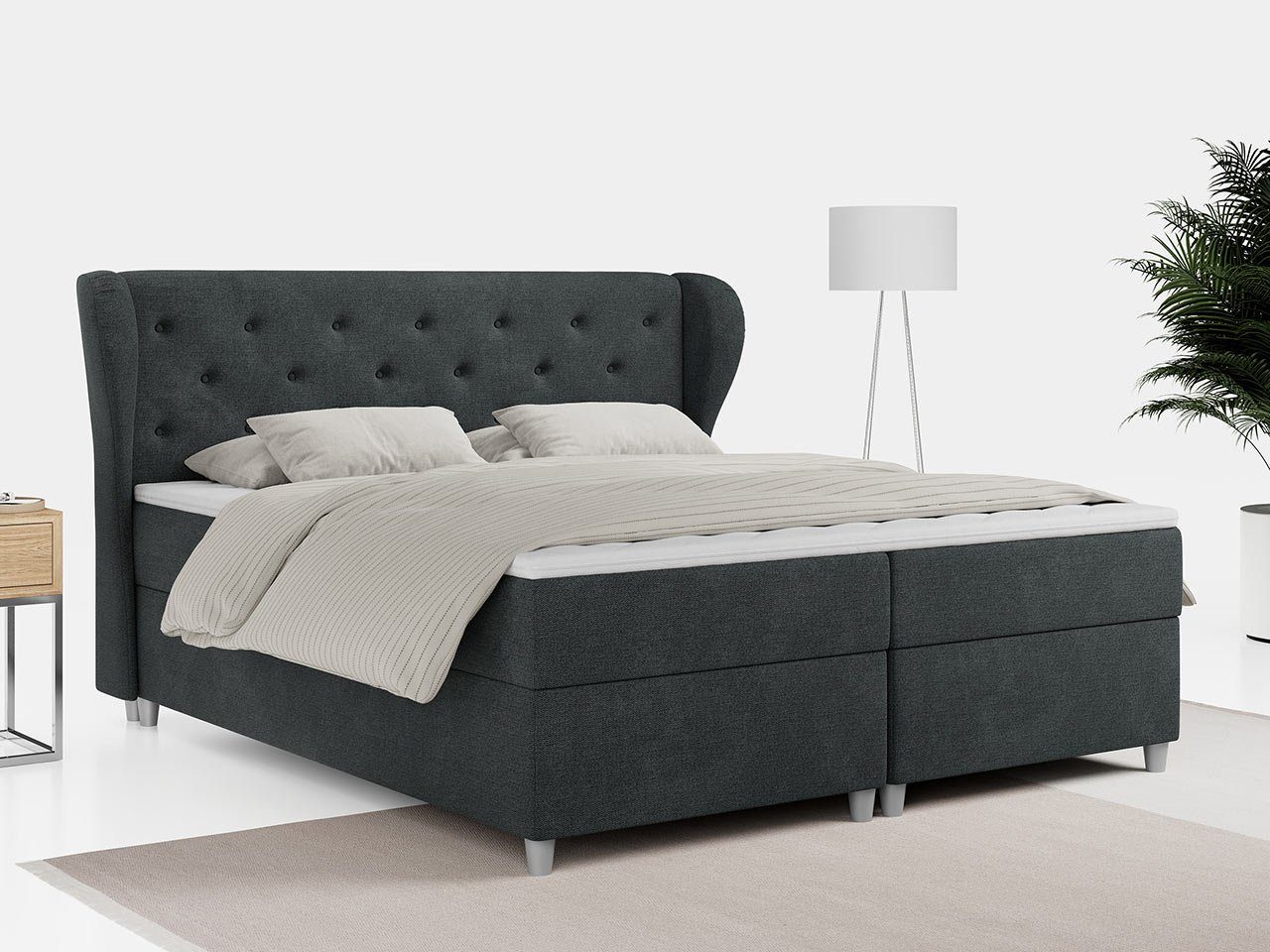 gestepptes Multipocket-Matratze, SADO, Kopfteil mit MKS MÖBEL Boxspringbett Doppelbett