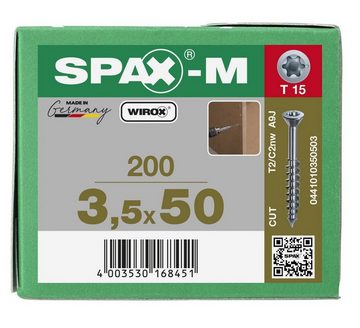 SPAX Spanplattenschraube SPAX-M, (Stahl weiß verzinkt, 200 St), 3,5x50 mm