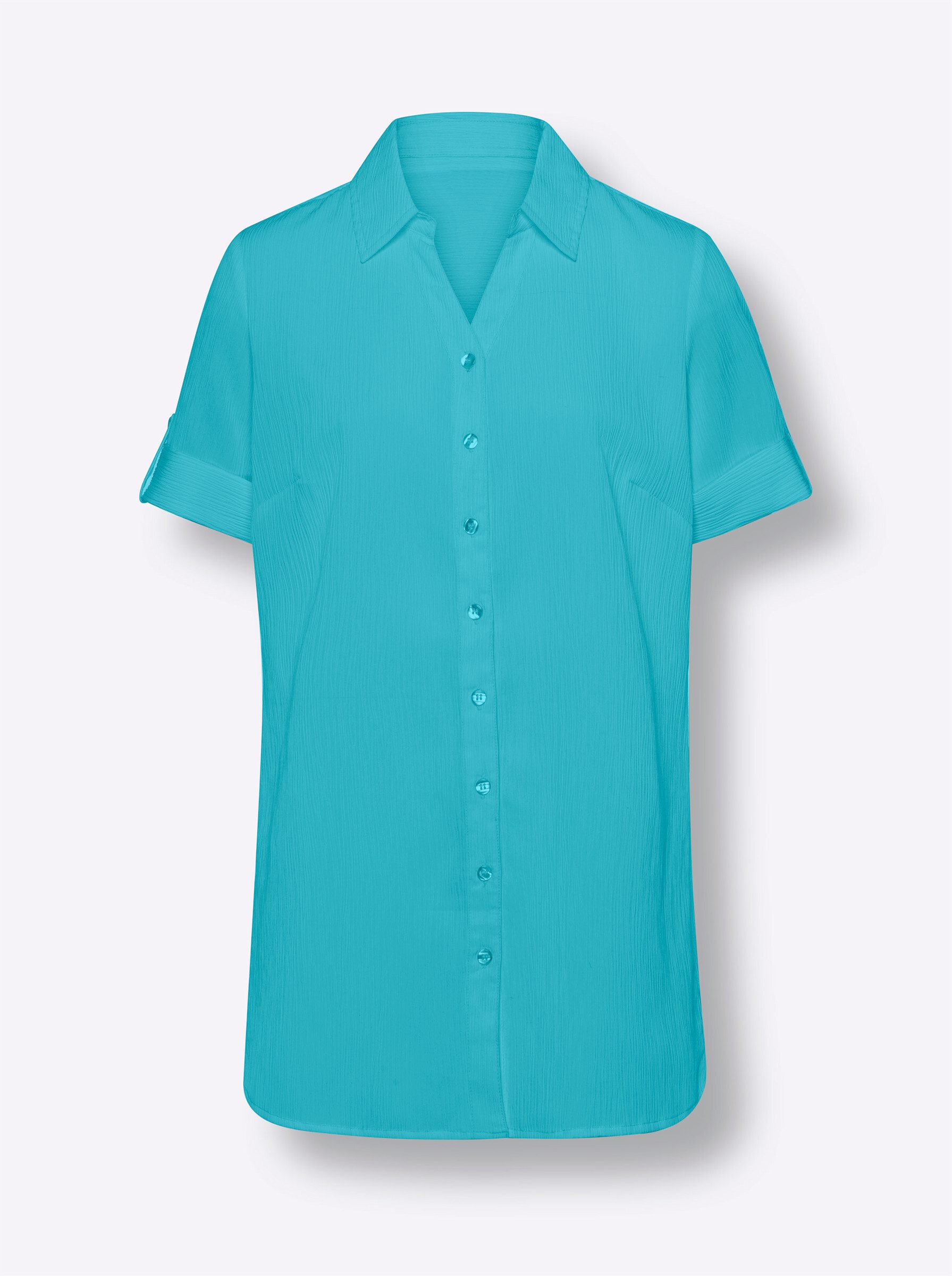 Klassische Bluse Longbluse Kurzarm