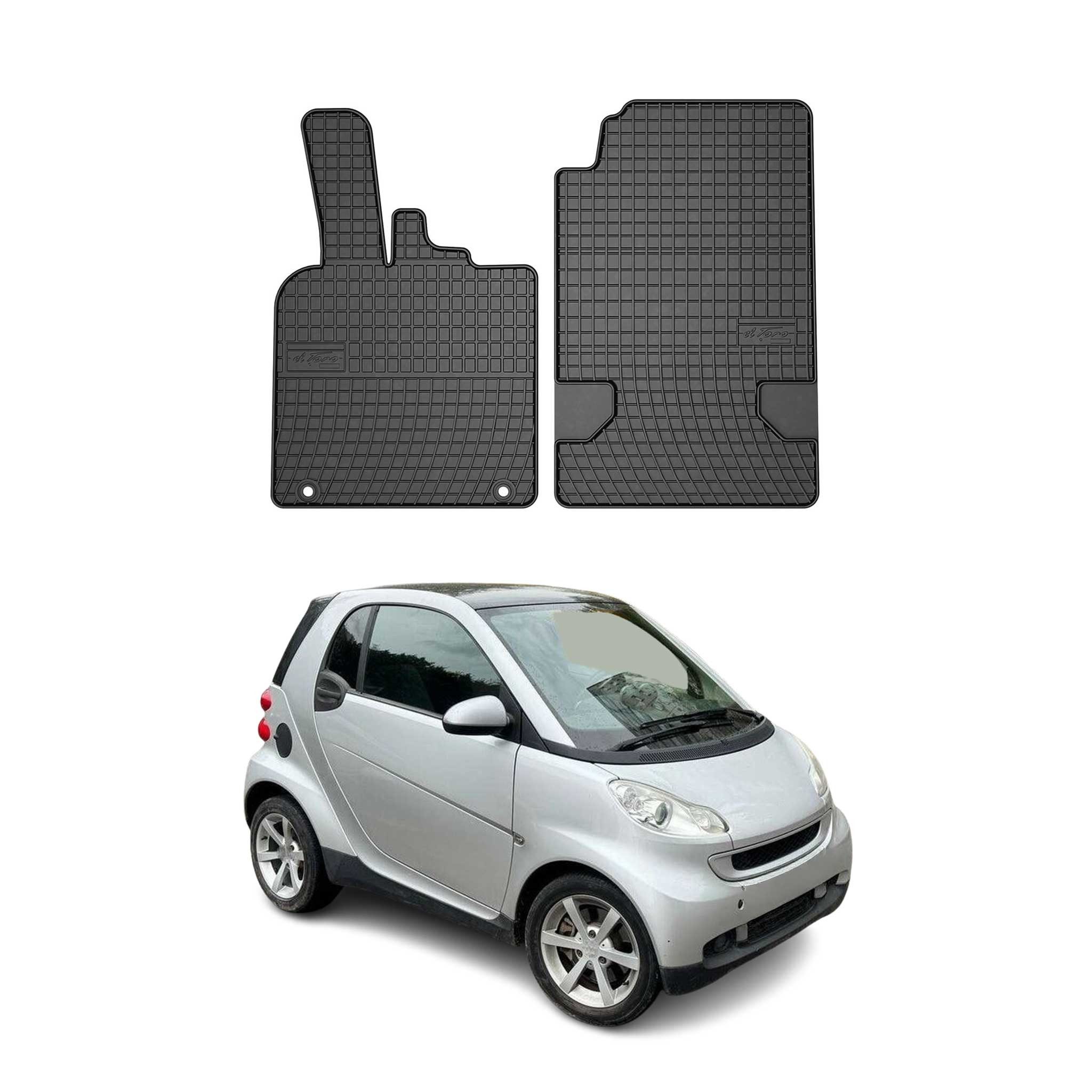 OMAC Auto-Fußmatten für Smart ForTwo 2007-2014 Gummimatten Schwarz (2 St), für Smart ForTwo 2007-2014 Smart ForTwo 2007-2014, Antirutsch,Wasserfest,Einfache Installation