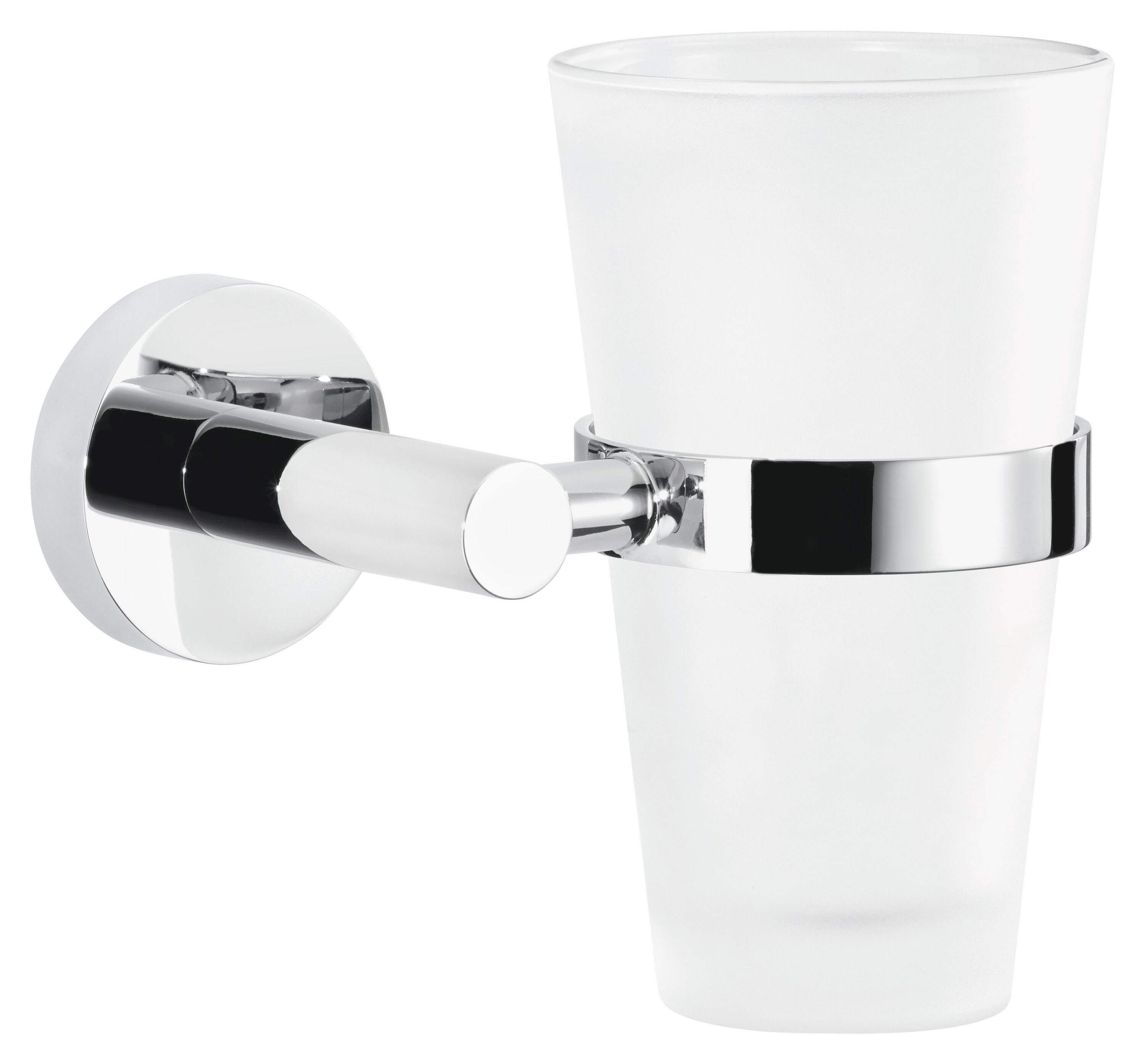 tesa Zahnputzbecher 1x tesa EXXCELLENT Zahnbürstenhalter, (Komplett-Set, 2-St), chrom-weiß 10,5 cm : 13 cm : 12,5 cm