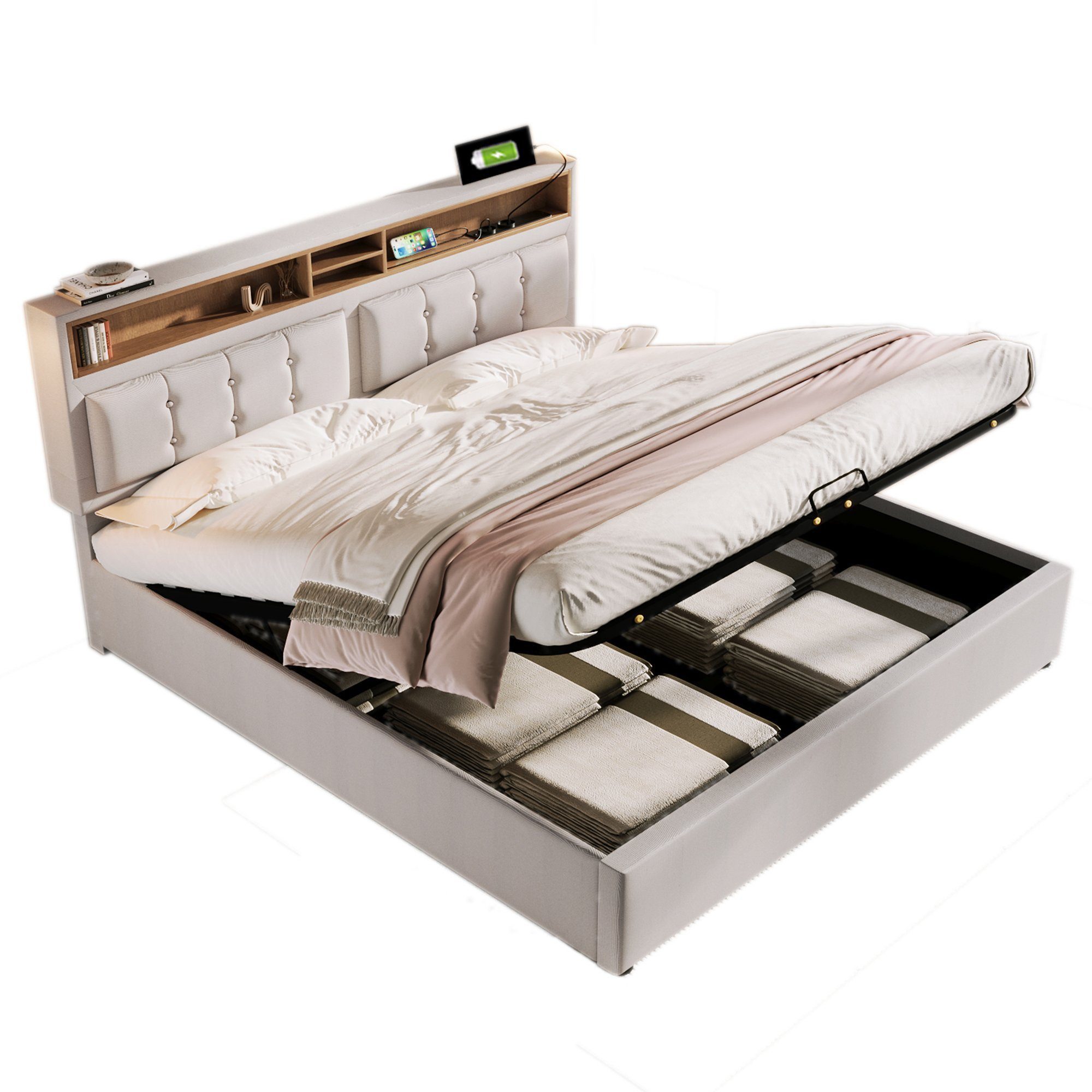 HAUSS SPOLE Polsterbett 140x200 mit USB günstig online kaufen