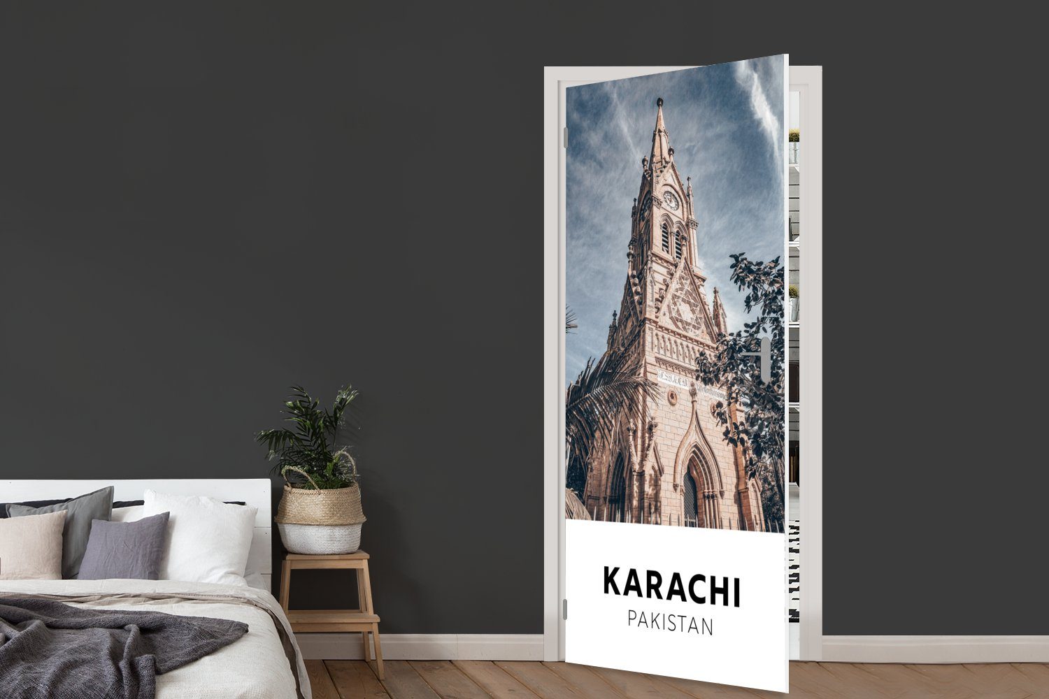 MuchoWow Türtapete Pakistan 75x205 Turm - (1 St), Türaufkleber, bedruckt, Tür, Wolken, cm - Matt, für Fototapete