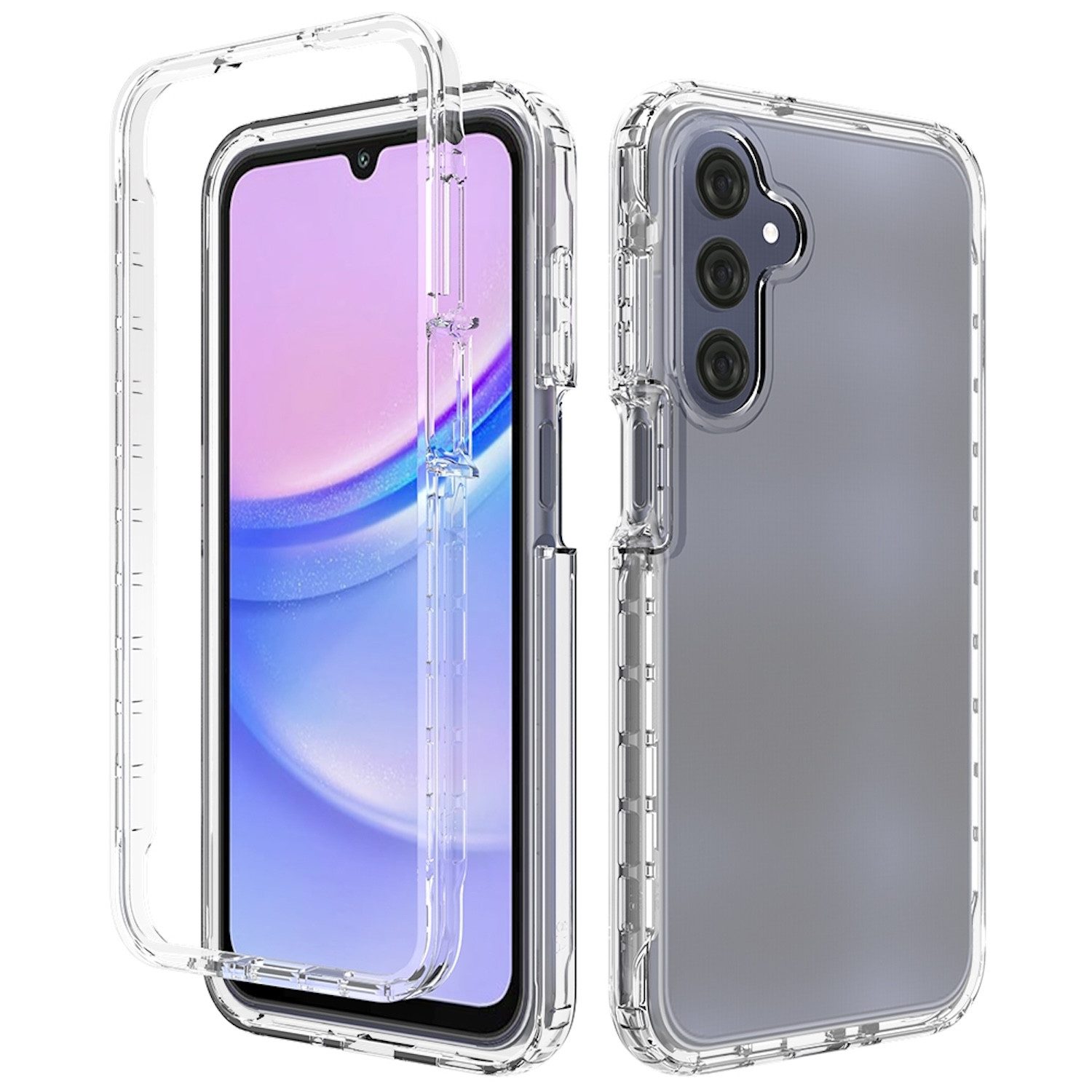 Wigento Handyhülle Für Samsung Galaxy A16 Clear TPU Hybrid PC Stoßfeste Hülle Transparent, Klares Design, stoßfest, langlebig