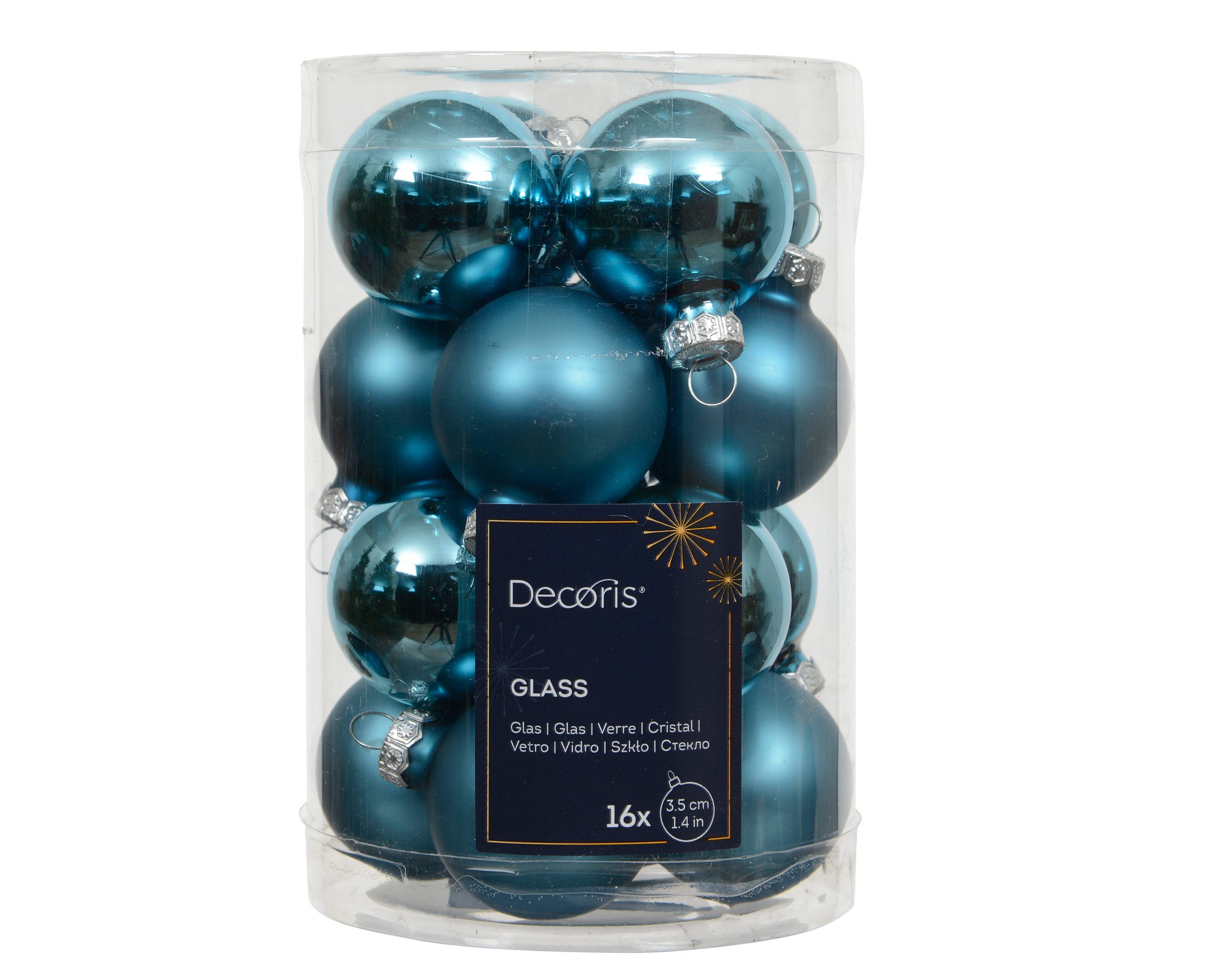 Kaemingk Weihnachtsbaumkugel, Weihnachtskugeln Glas 3,5cm 16 Stück - Folkloreblau