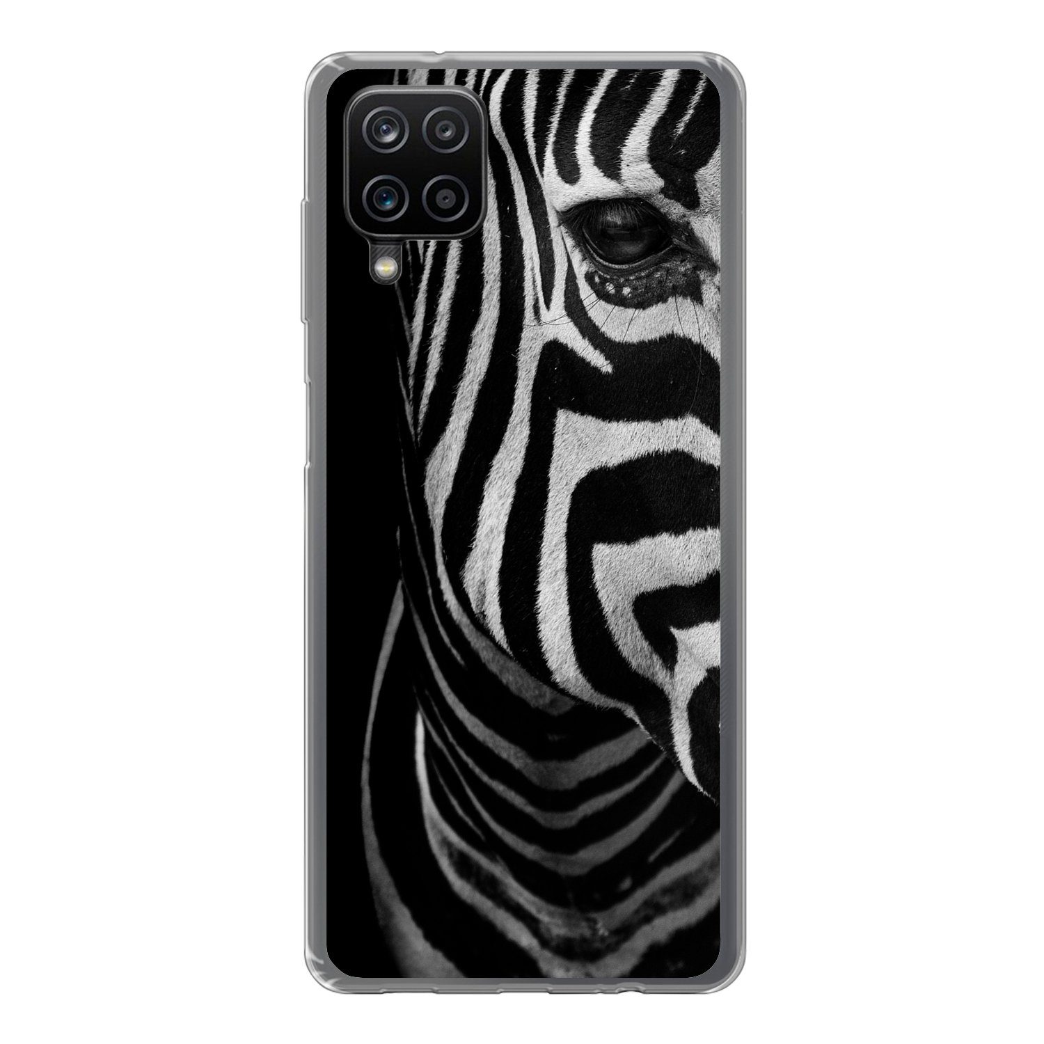 Handyhülle für Samsung Galaxy A12 Tiere - Zebra - Schwarz - Weiß