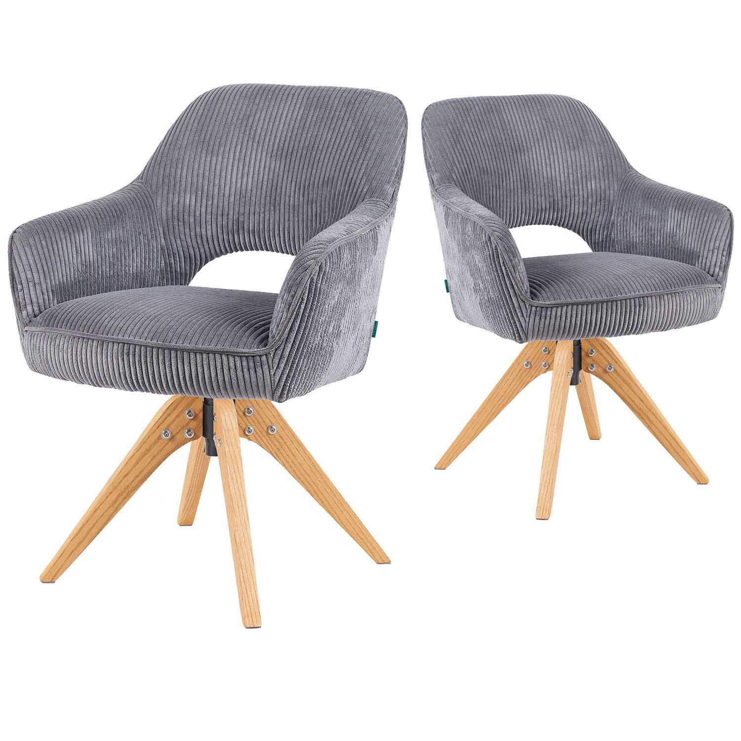 DUBI Möbel Polsterstuhl Mika-Lena 2er-Set, Federkern, Eiche geölt, 360° dre günstig online kaufen