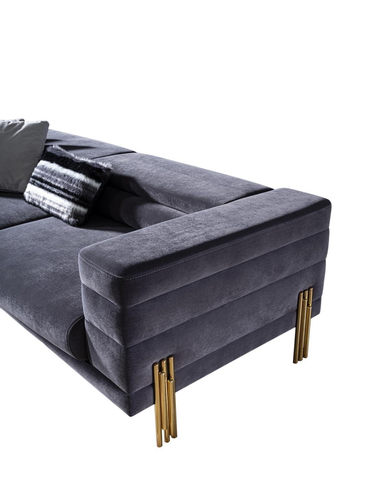 Luxus Modern JVmoebel Sofa Sofagarnitur Stoff Made 2 Sofa Set, Teile, Modern Sitzer in 3 Sessel Europa Grau