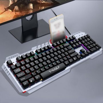 Diida Mechanische Gaming-Tastaturen, Wettbewerbs-Tastaturen, PC-Tastaturen Gaming-Tastatur (Kabelgebundene Tastatur mit LED-Licht, 104 Tasten)