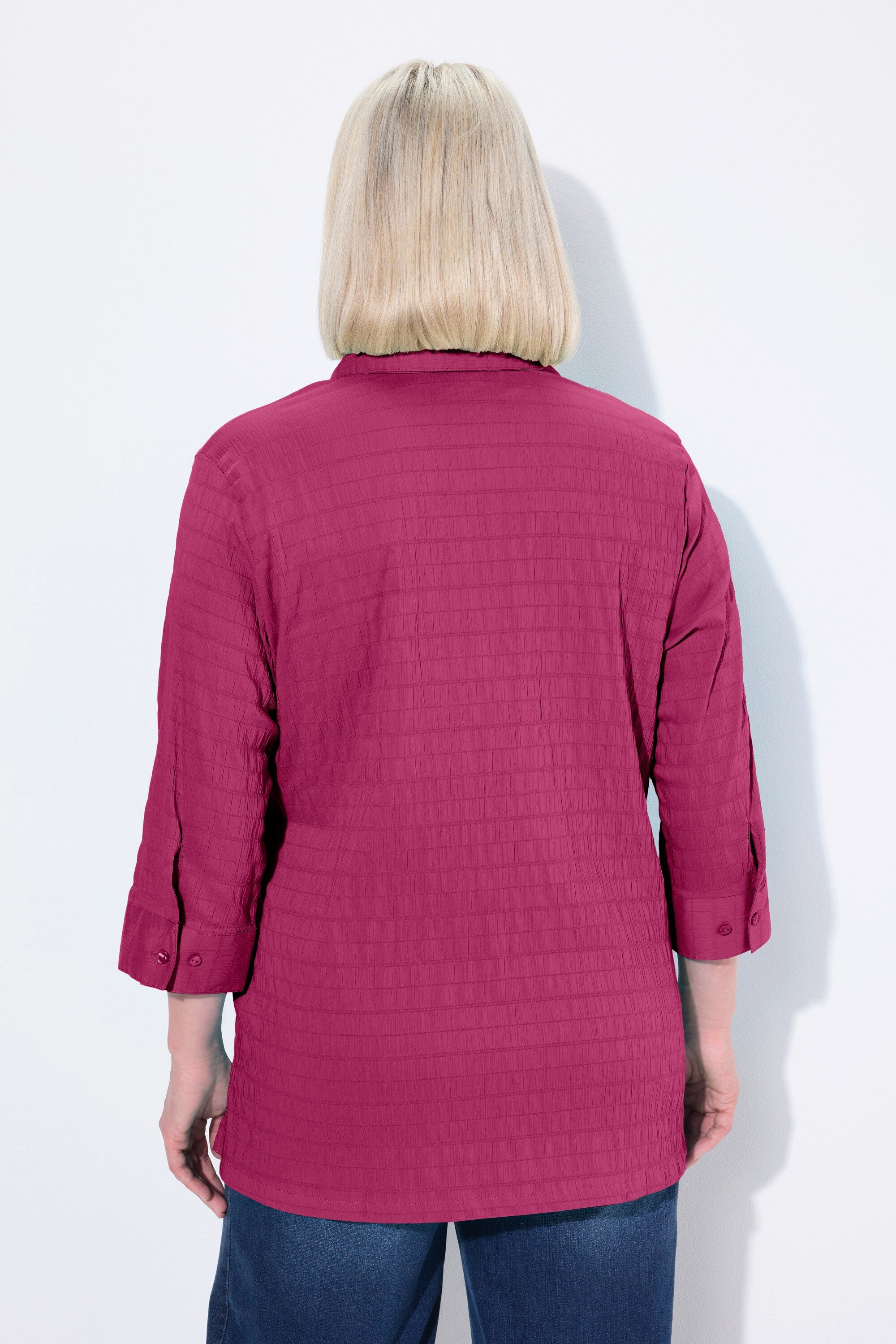 Ulla Popken Hemdbluse Bluse Bubble-Qualität Hemdkragen 3/4-Arm