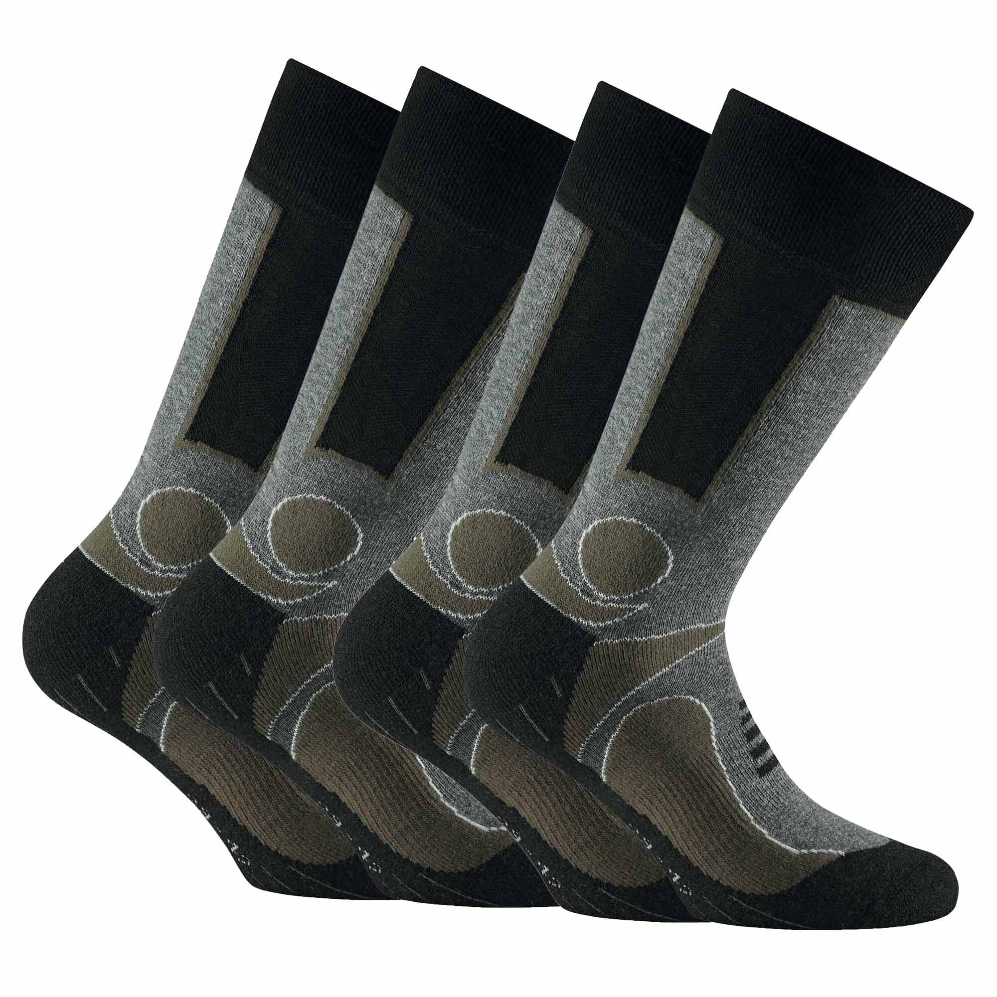 Rohner Socks Sportsocken Unisex Trekking Socken, 4er Pack - Basic Outdoor Khaki