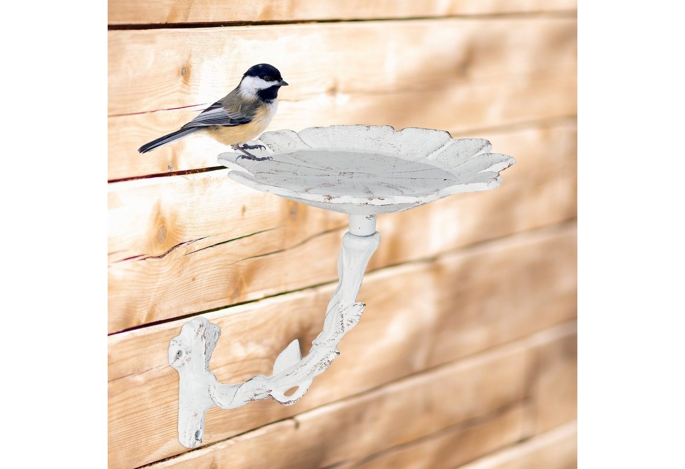 Thumbnail - relaxdays Vogeltränke Blüte Gusseise, Weiß