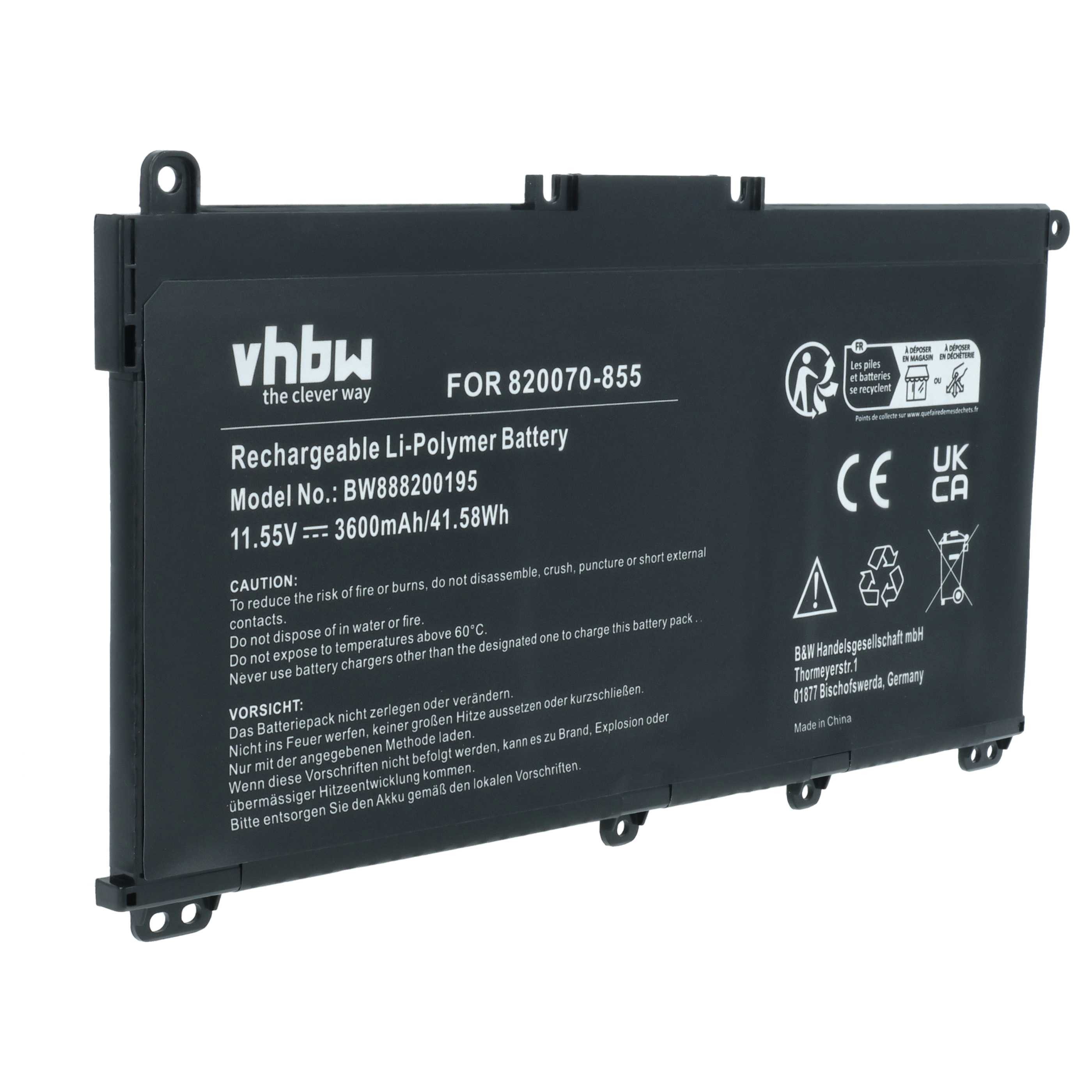 vhbw Akku Ersatz für HP HT03XL, L11119-855, HT03041XL, L11421-1C1, Laptop-Akku Akku Li-Ion 3600 mAh (11,55 V, 1 St), Leistungsfähiger Austausch-Akku für Notebook, Wiederaufladbar, Jede