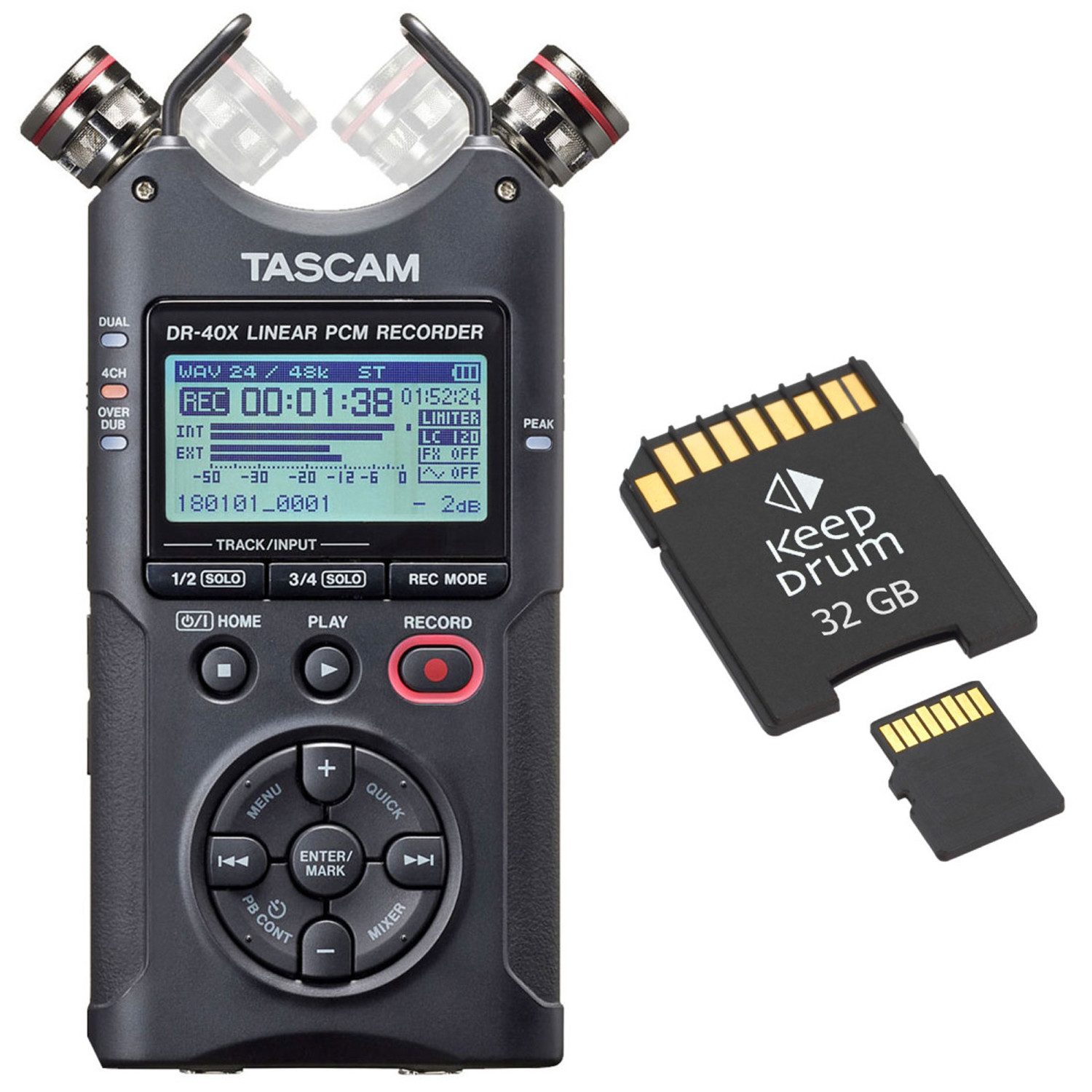 Tascam DR-40X Audio-Recorder mit SD-Karte Digitales Aufnahmegerät