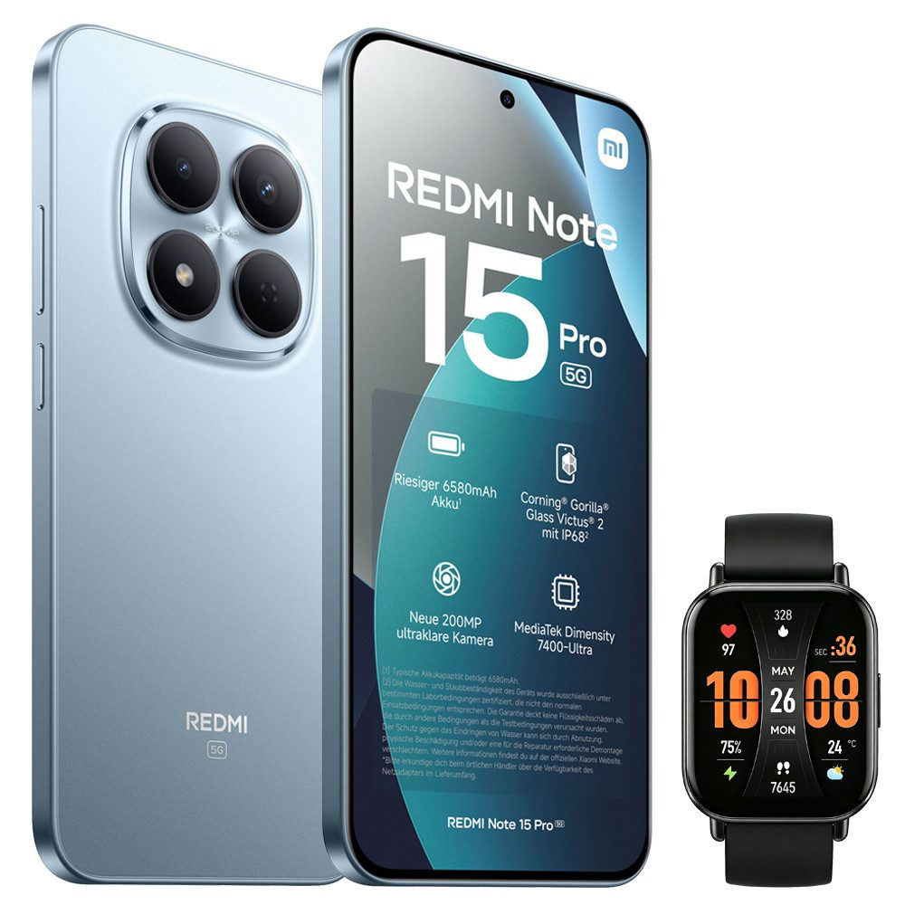 Xiaomi Redmi Note 15 Pro 5G 12+512GB Smartphone & Smartwatch Handy (200 MP Kamera)