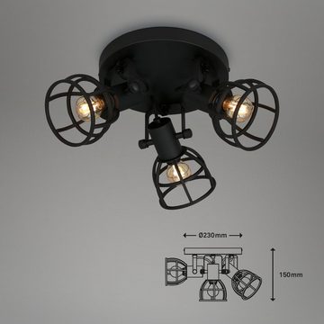 Briloner Leuchten Deckenspots 2669-035, 376, ohne Leuchtmittel, Warmweiß, Deckenlampe Vintage dreh- und schwenkbar (3x E14 max. 25W)