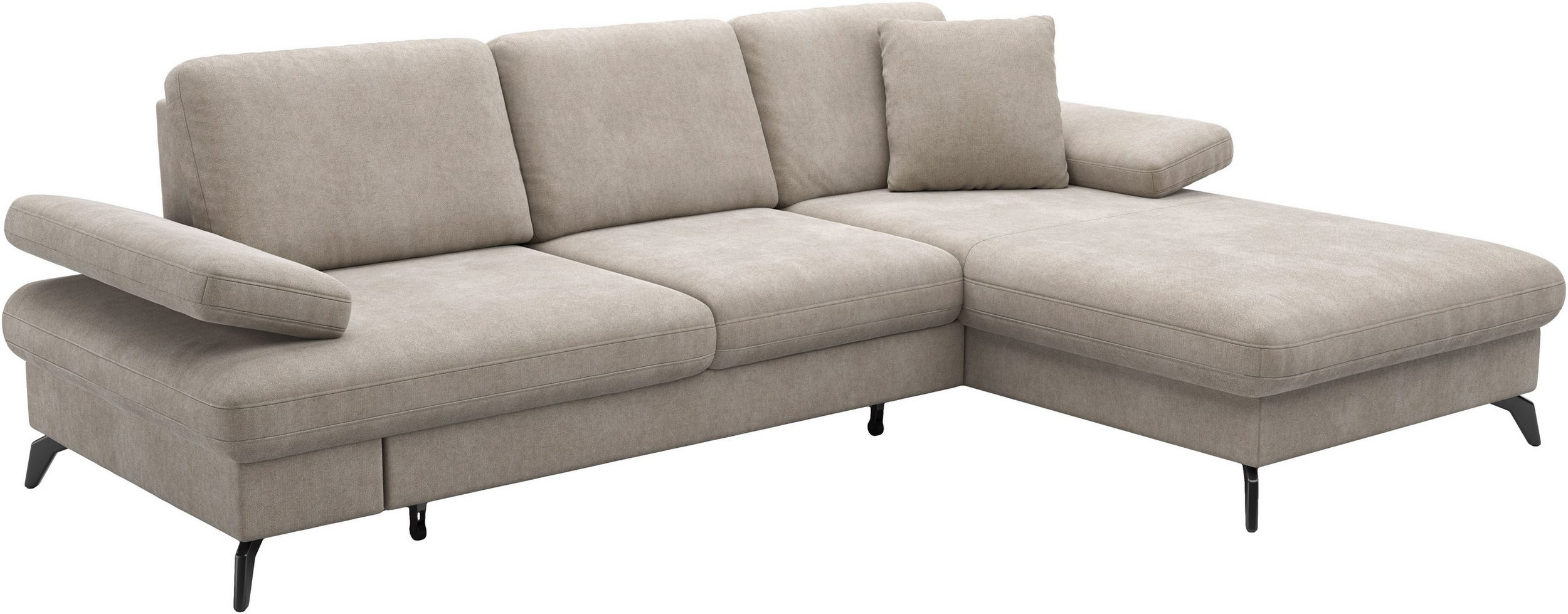Ecksofa MORRIS Jubi L-Form, inklusive XXL-Liegefläche, bzw. Schlaffunktion Flachgewebe Taupe von SIT&MORE