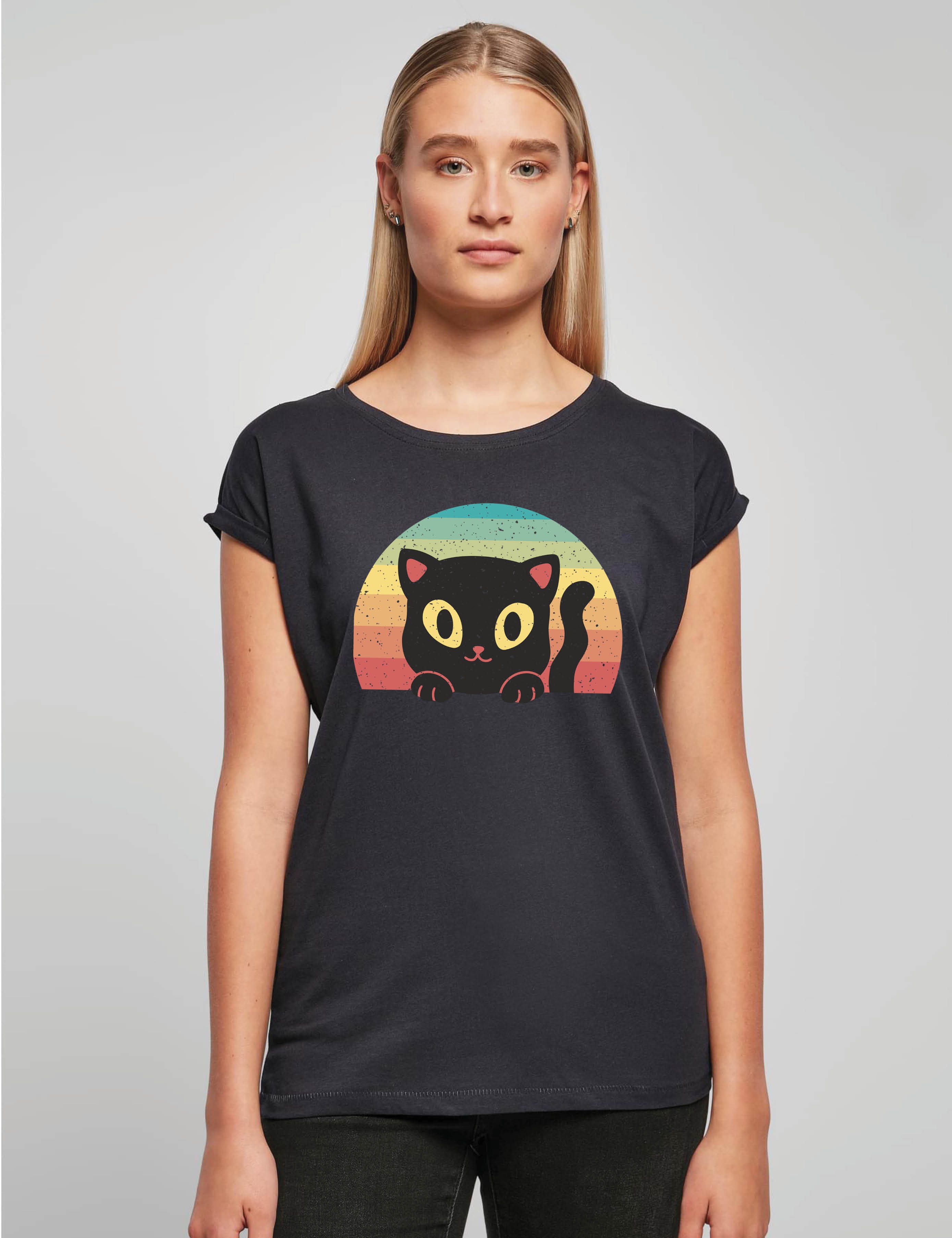 Youth Designz Print-Shirt "Retro Black Cat" günstig online kaufen