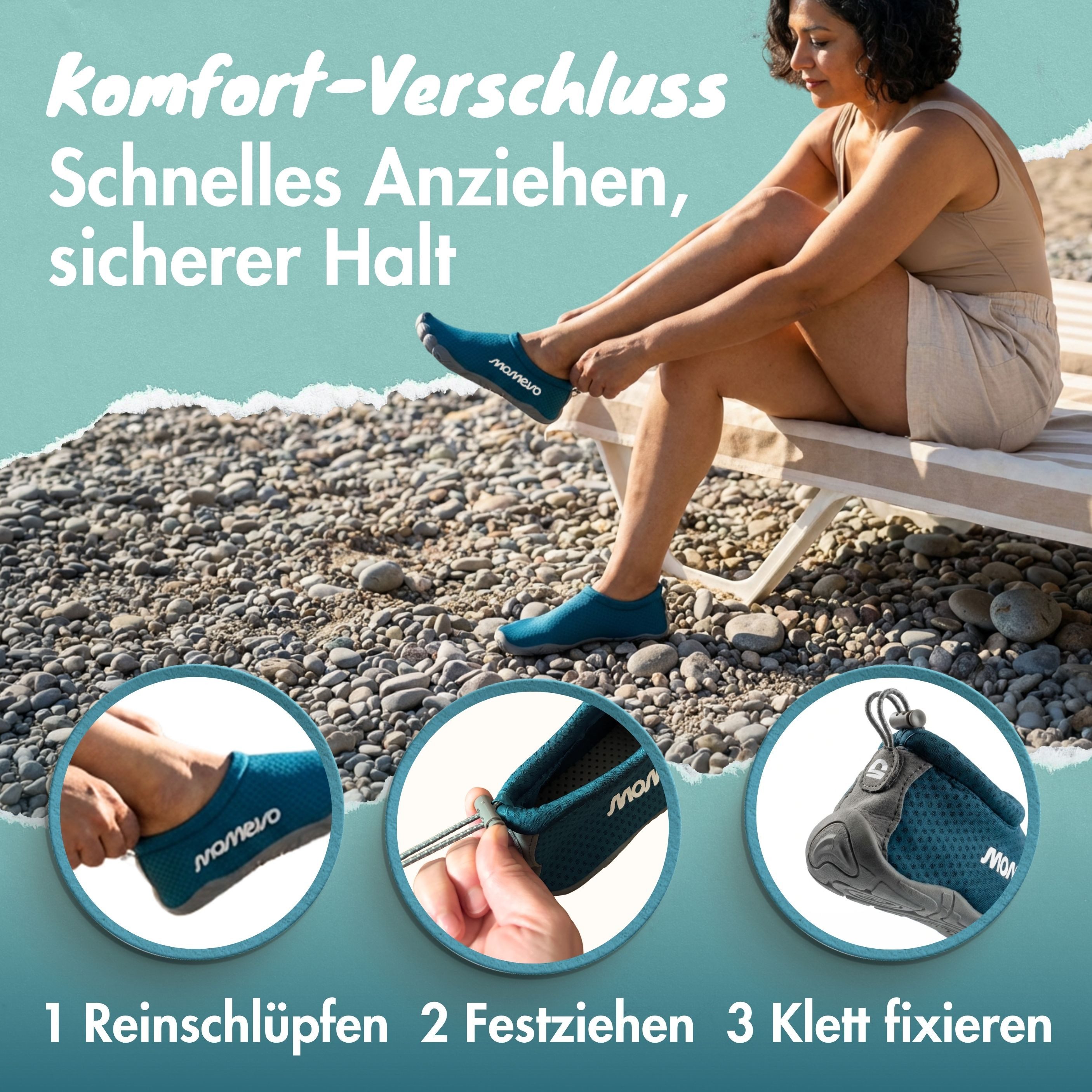 Momevo WaterMates Badeschuhe Damen & Herren – Aquaschuhe rutschfest Badeschuh