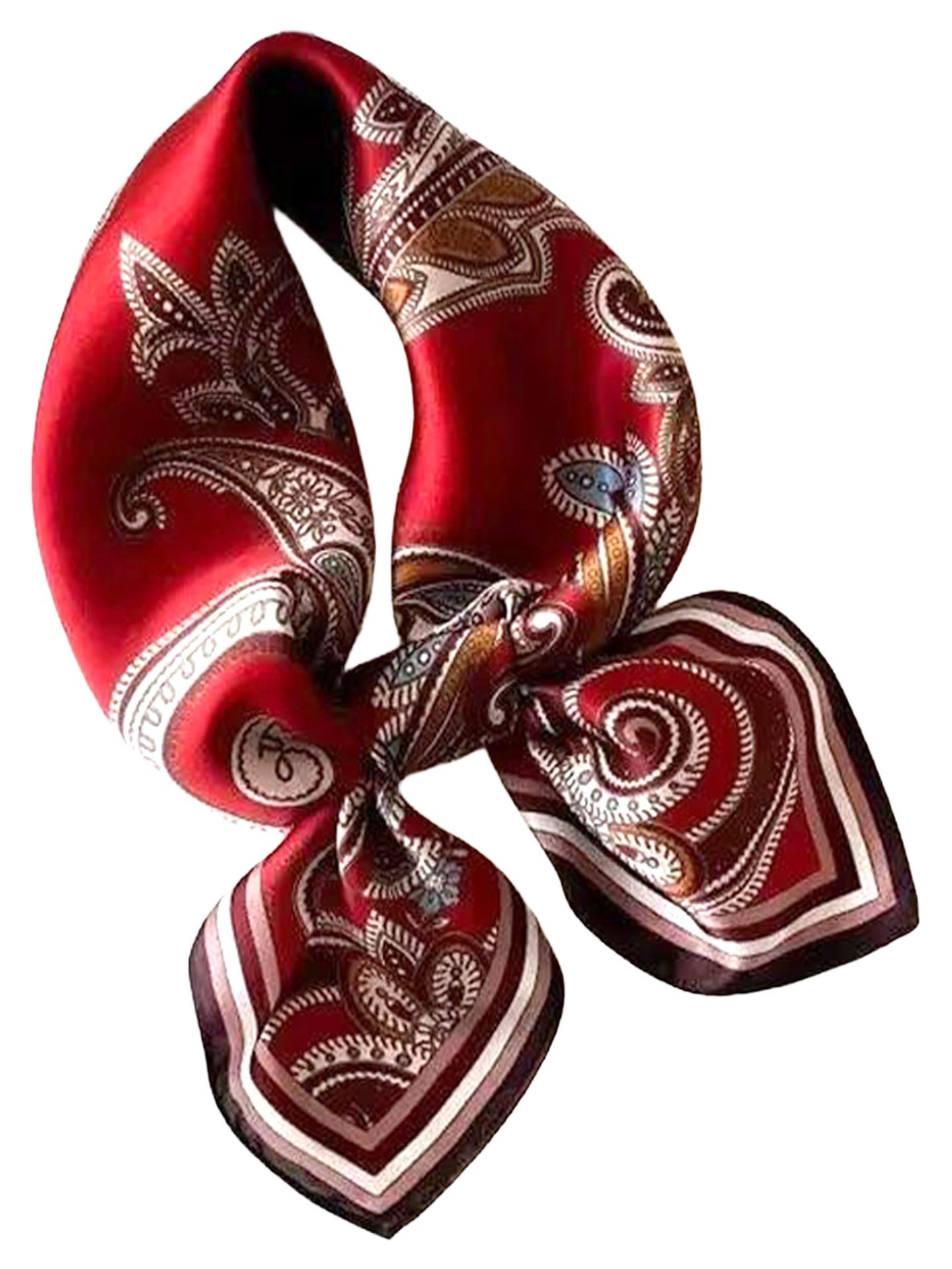 Moschen-Bayern Halstuch Halstuch Damen Herren Nickituch Seidentuch Seidenhalstuch Rot Braun