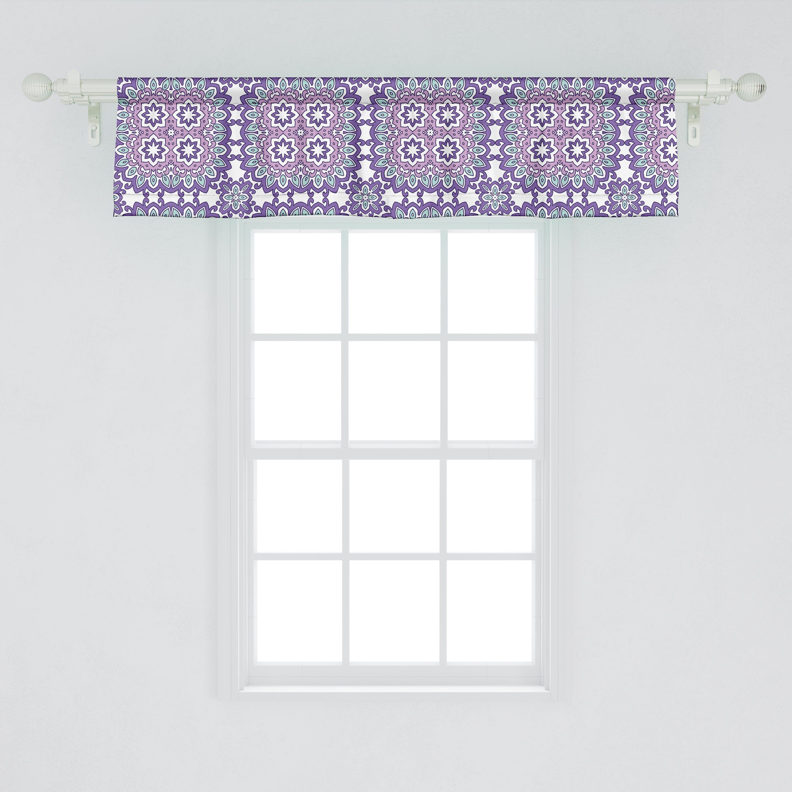 Scheibengardine Vorhang Volant für Küche Microfaser, Schlafzimmer Formen Dekor Blumen-inspirierte mit Abstrakt Abakuhaus, Stangentasche