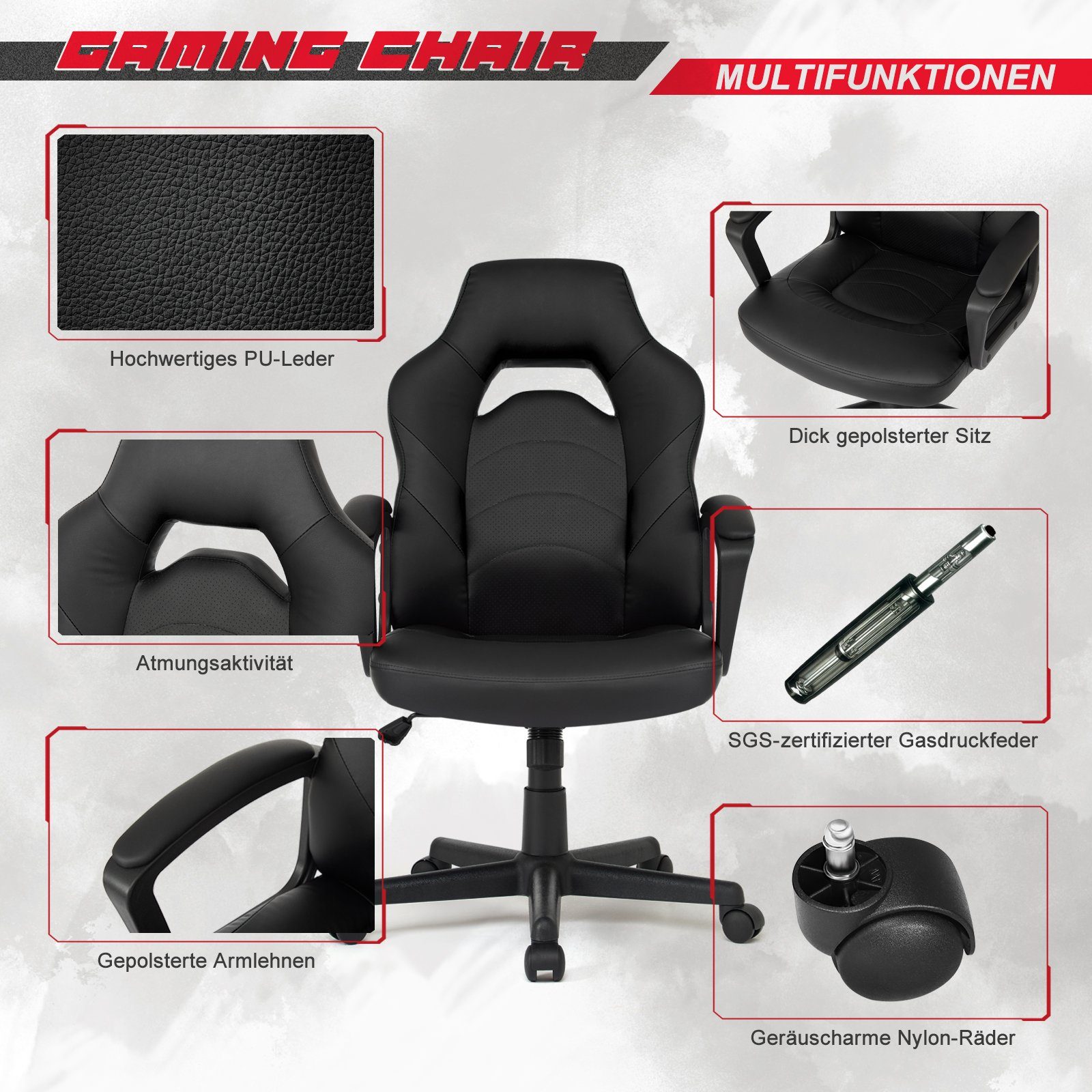 Gaming Bürostuhl,Computerstuhl Heart WM schwarz Intimate Office Chair Home