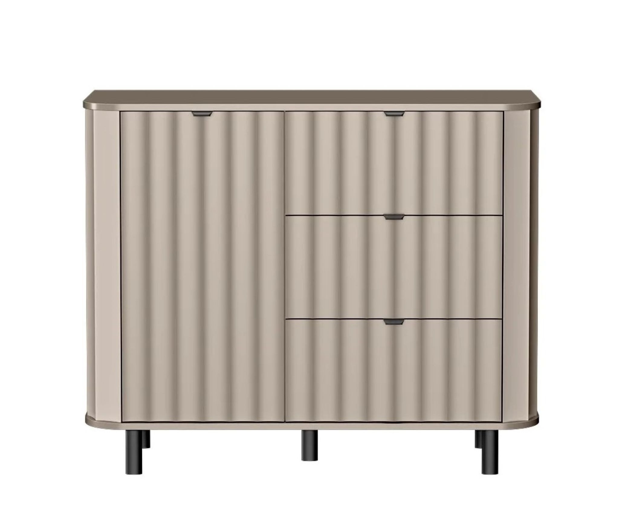 99rooms Kommode Karon (Sideboard, Highboard, Schubladenkommode), Stilvolles Design, Griffe und Füße Metall, Soft-Close-Funktion