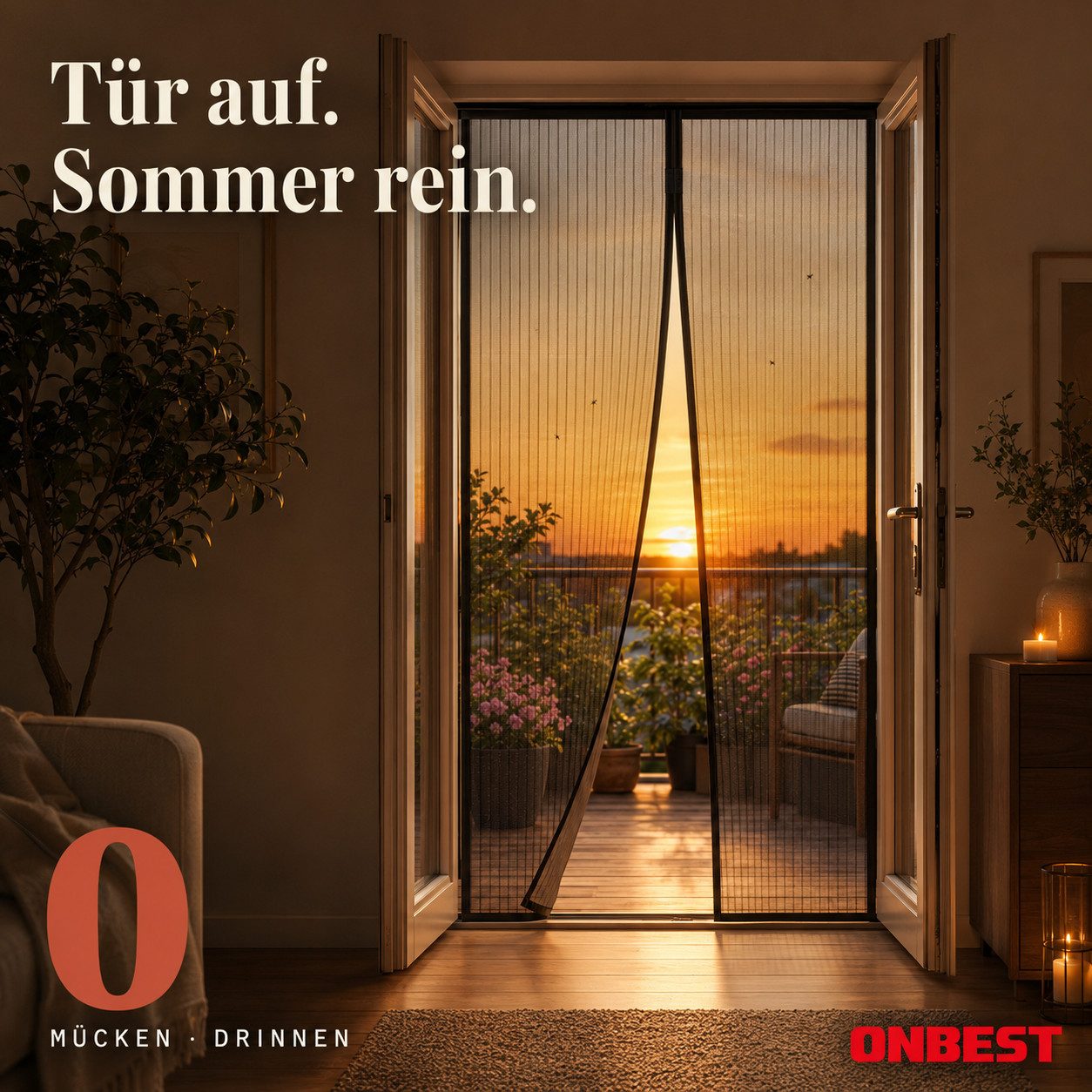 Onbest Insektenschutz-Fensterrahmen Fliegengitter Fliegenschutzgitter Magnet, Bohrfrei, mit Reißnägel, Balkon Terasse Tür Fenster – Bild 2 von 5