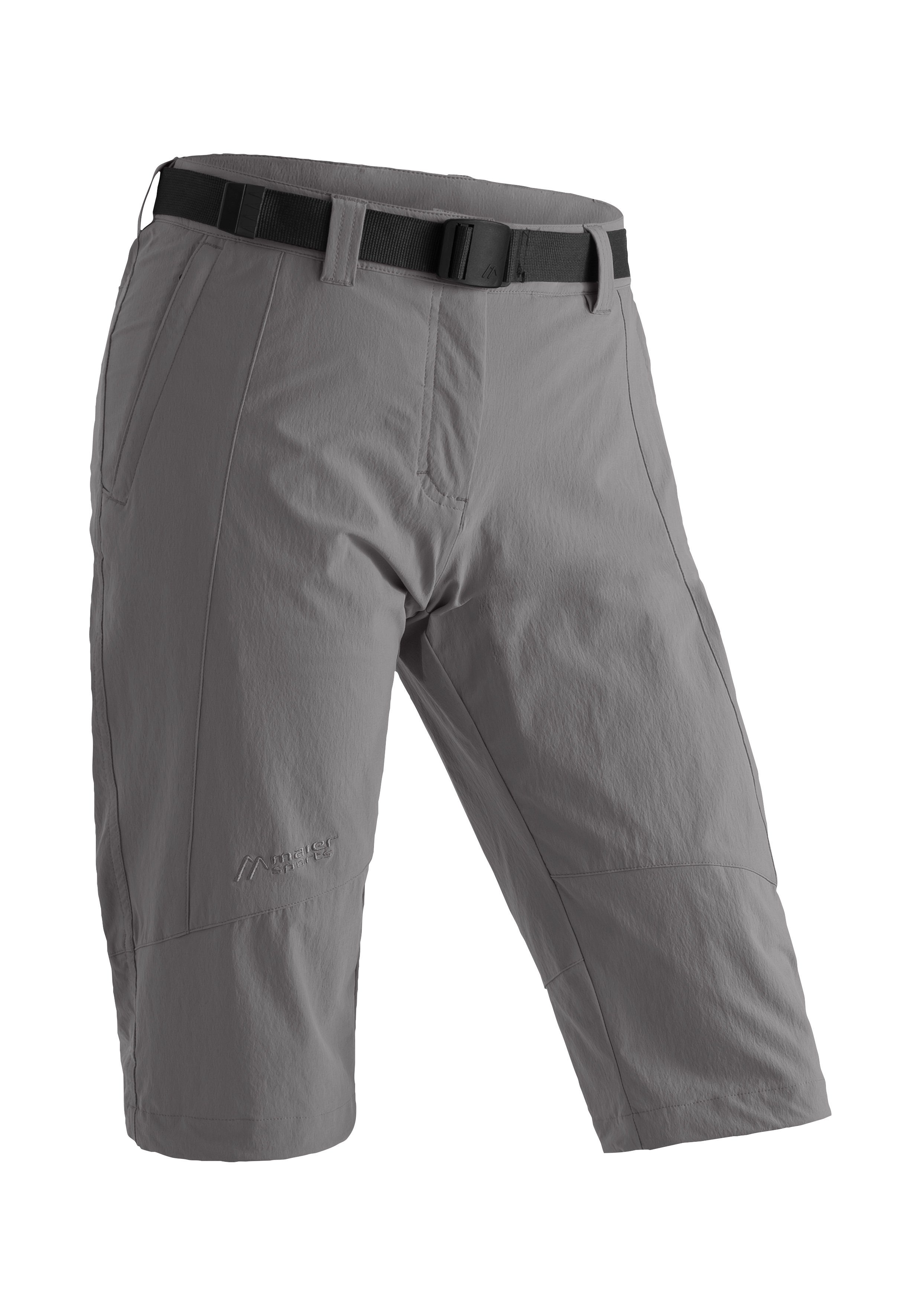 Kluane Sports kurze Damen Caprihose atmungsaktive Outdoor-Hose Wanderhose, mittelgrau Maier