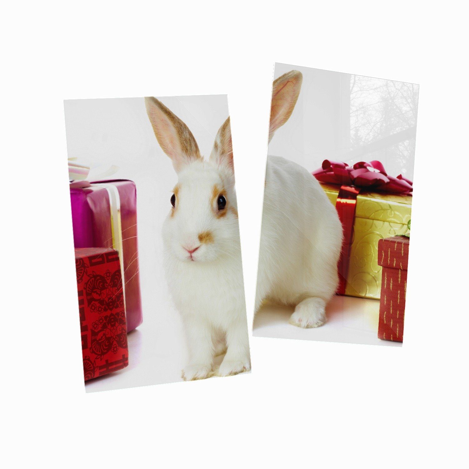 mit ESG-Sicherheitsglas, Herd-Abdeckplatte Süßes Noppen), Geschenken, inkl. Wallario tlg., Kaninchen bunten Größen verschiedene 2 (Glasplatte, 5mm
