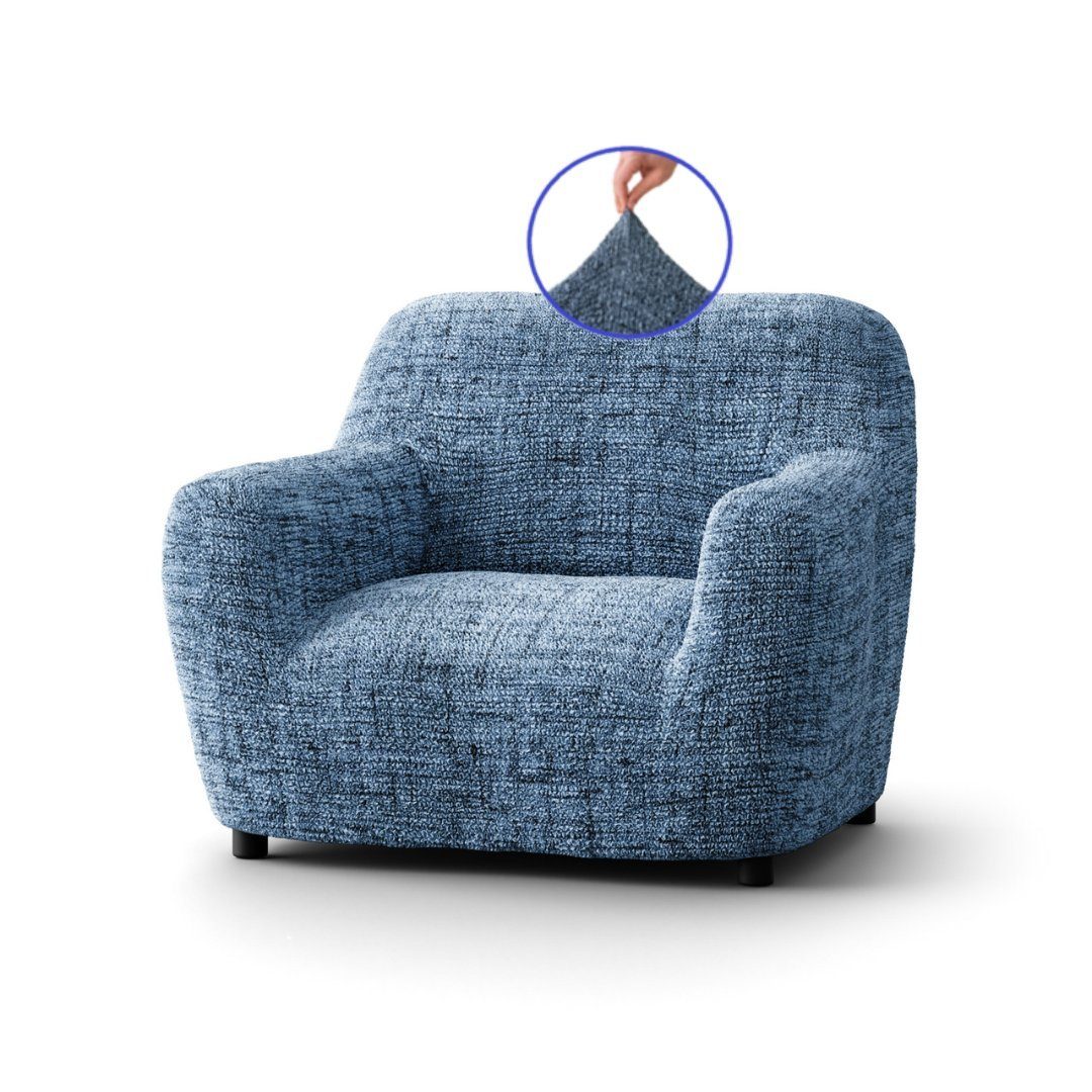 Sesselhusse Bezug für Sessel, Clubsessel italienische Handarbeit, Paulato by GA.I.CO, blickdichter, widerstandsfähiger, 2-farbiger Mikrofaserstoff blau