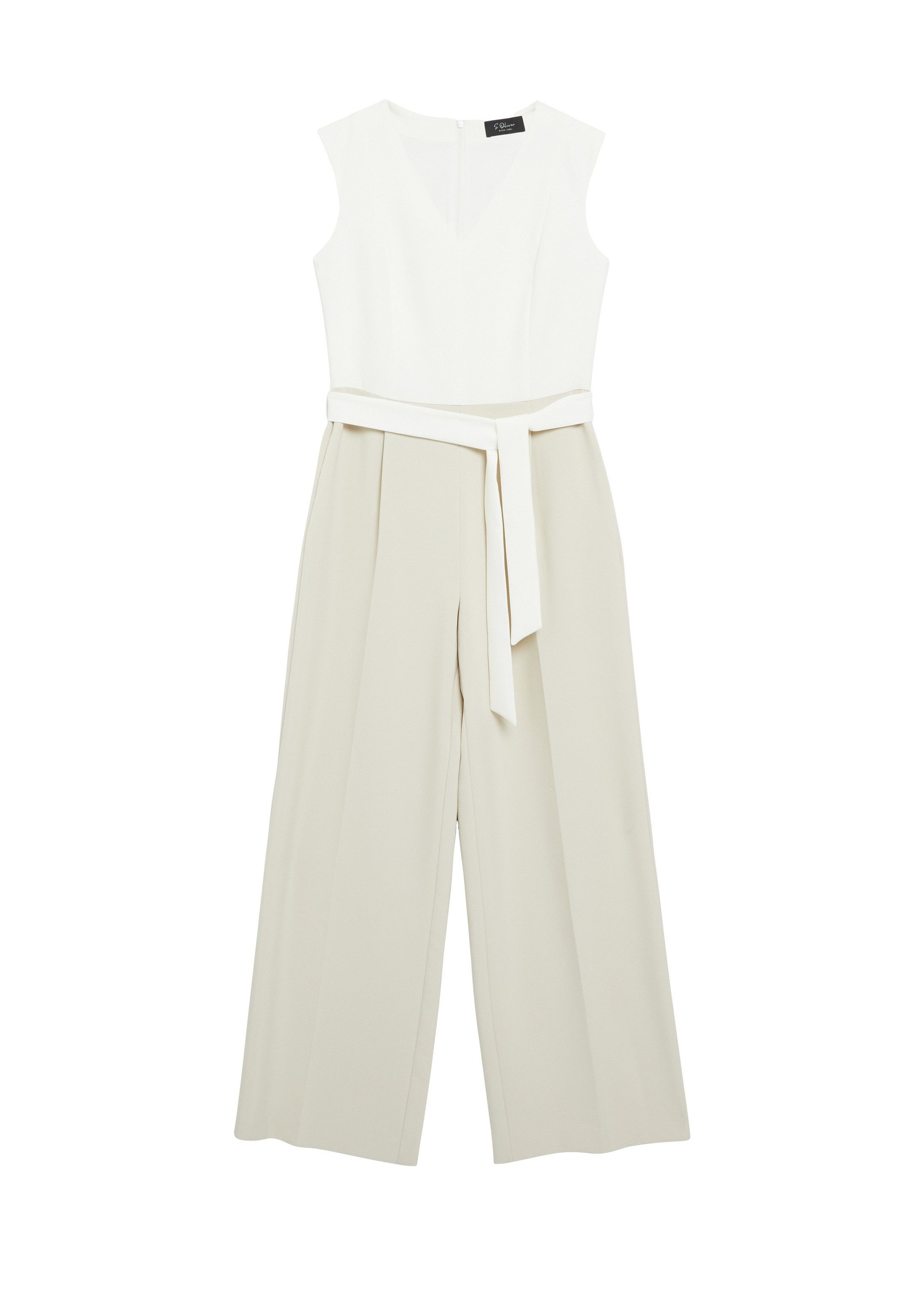 s.Oliver Jumpsuit Overall Fließender Jumpsuit mit Bindegürtel und Eingrifftaschen