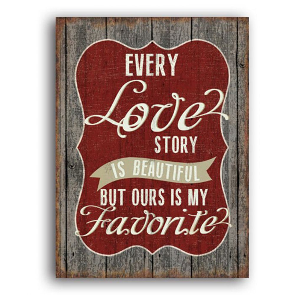 Metallbild Metallschild / Wandbild zum Hängen FAVORITE LOVE STORY 35x26cm