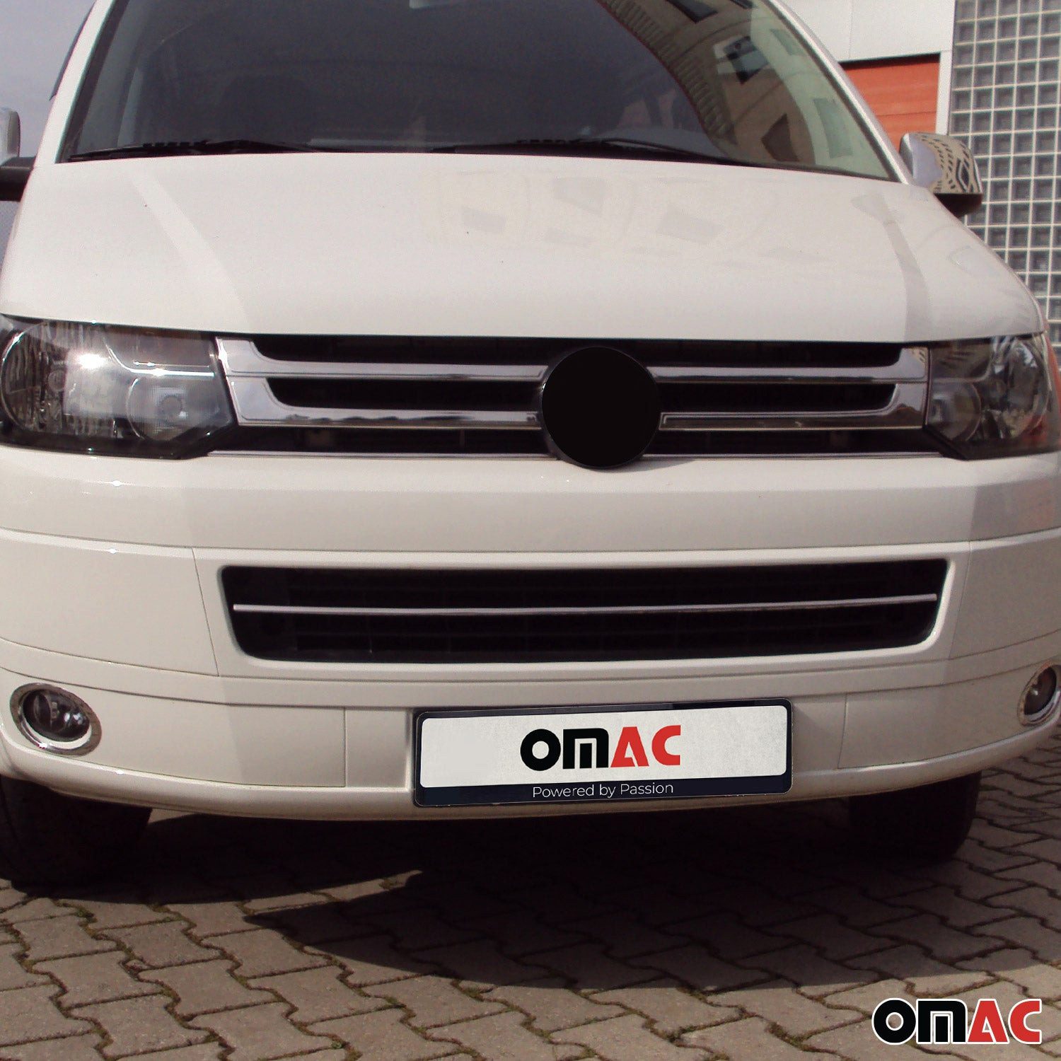 OMAC Zierleisten-Aufkleber Kühlergrill Grillleisten für VW Multivan T5 2009-2015 Edelstahl Satz, (4tlg)