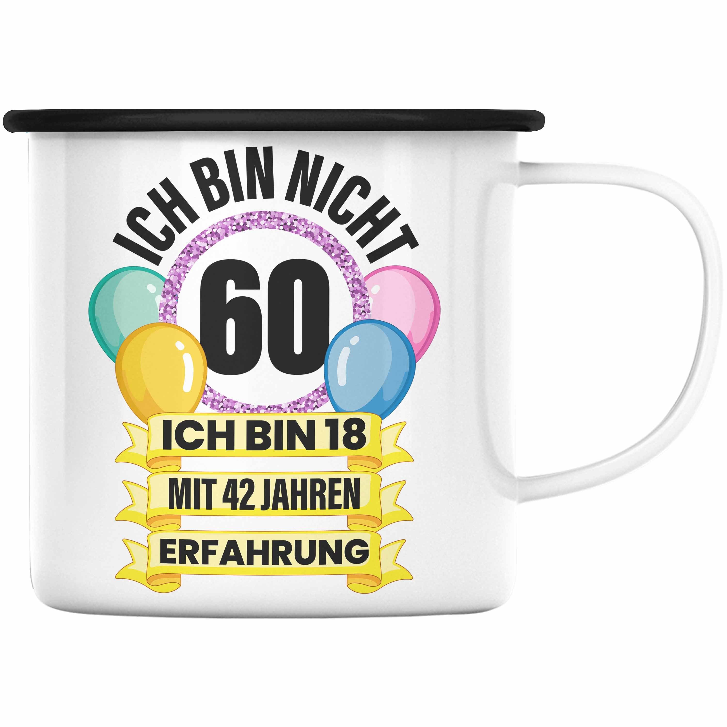 Thermotasse 60 Trendation - 60er Schwarz Geschenkidee Geschenke Geschenk 60 Mann Frauen Geburtstag Männer Trendation Jahre Alt Mutter Frau Lustig 60. Tasse Emaille