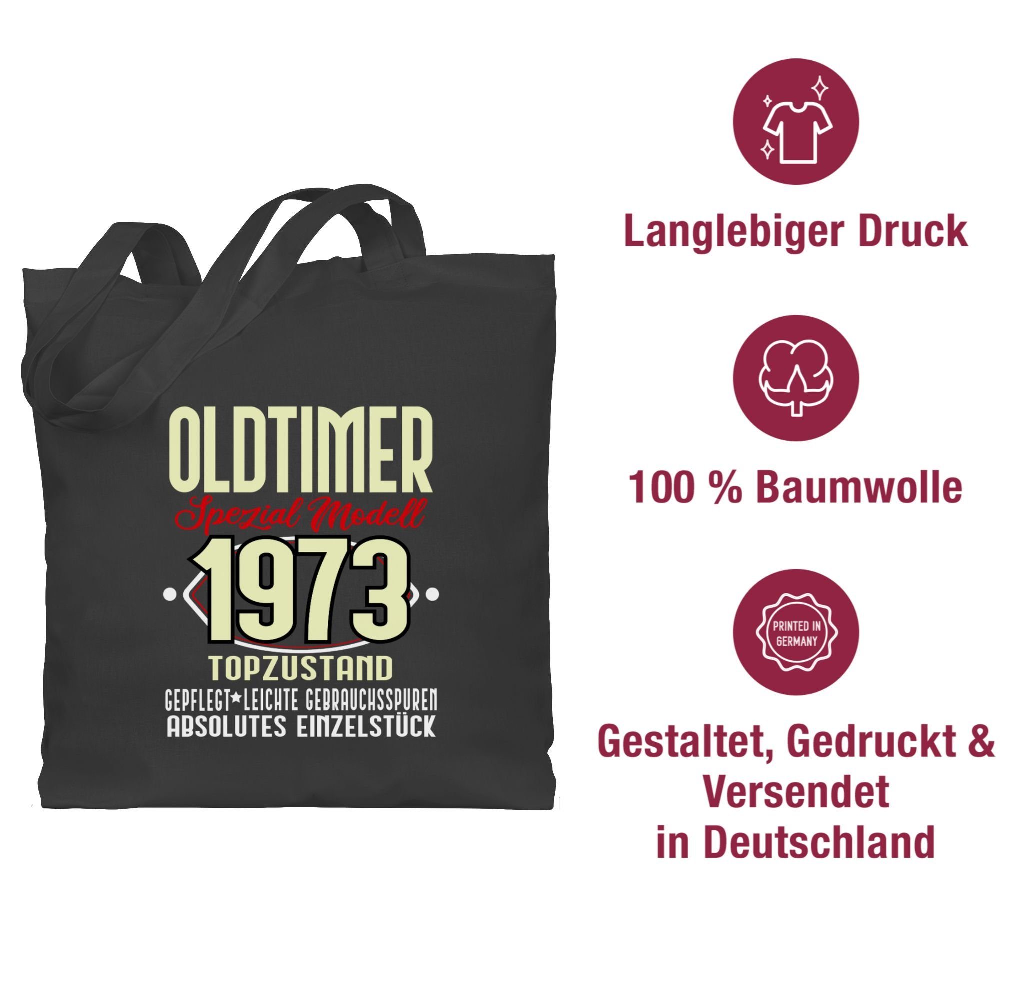 Umhängetasche Fünfzigster, Shirtracer Modell Dunkelgrau Geburtstag Spezial 50. 1973 1 Oldtimer