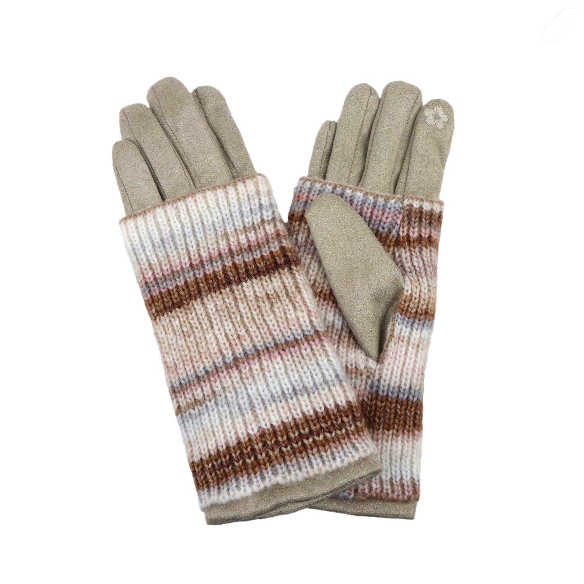 ZEBRO Fleecehandschuhe Handschuh mit grau Stulpe
