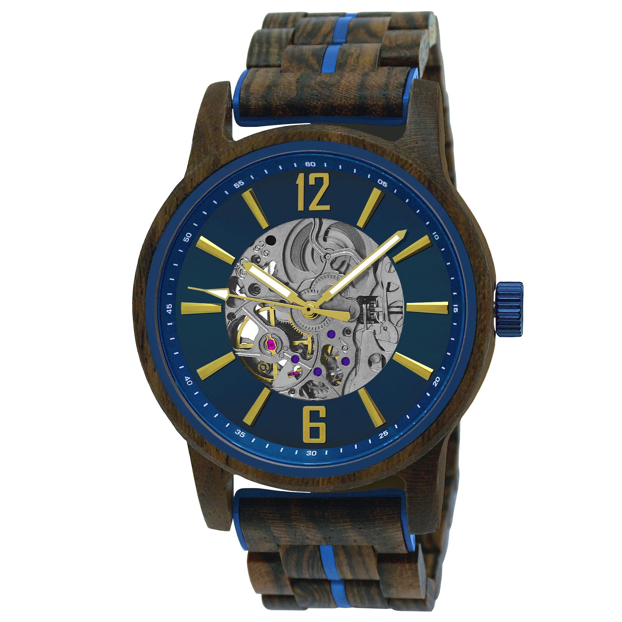 Holzwerk Automatikuhr Moderne Herren Holz & Edelstahl Armband Uhr, (inklusive Armbandkürzer), Holz Unikate, ideal auch als Geschenk, Automatik, offene Unruhe