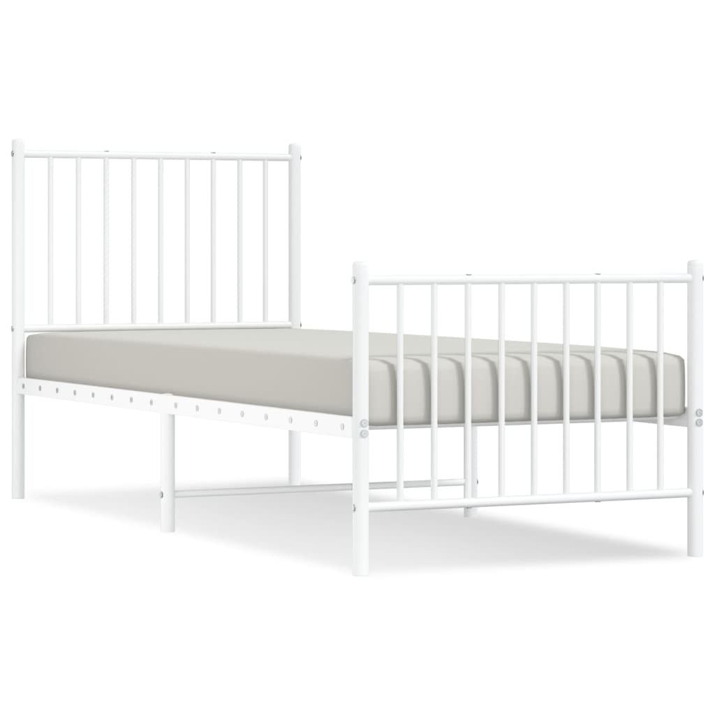 vidaXL Bettgestell, Bettrahmen mit Kopf- und Fußteil Metall Weiß 75x190 cm günstig online kaufen