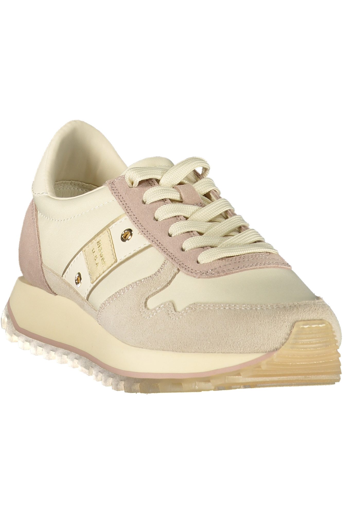 Blauer Sneaker Beiger Damensportschuh mit Fliederdetails und